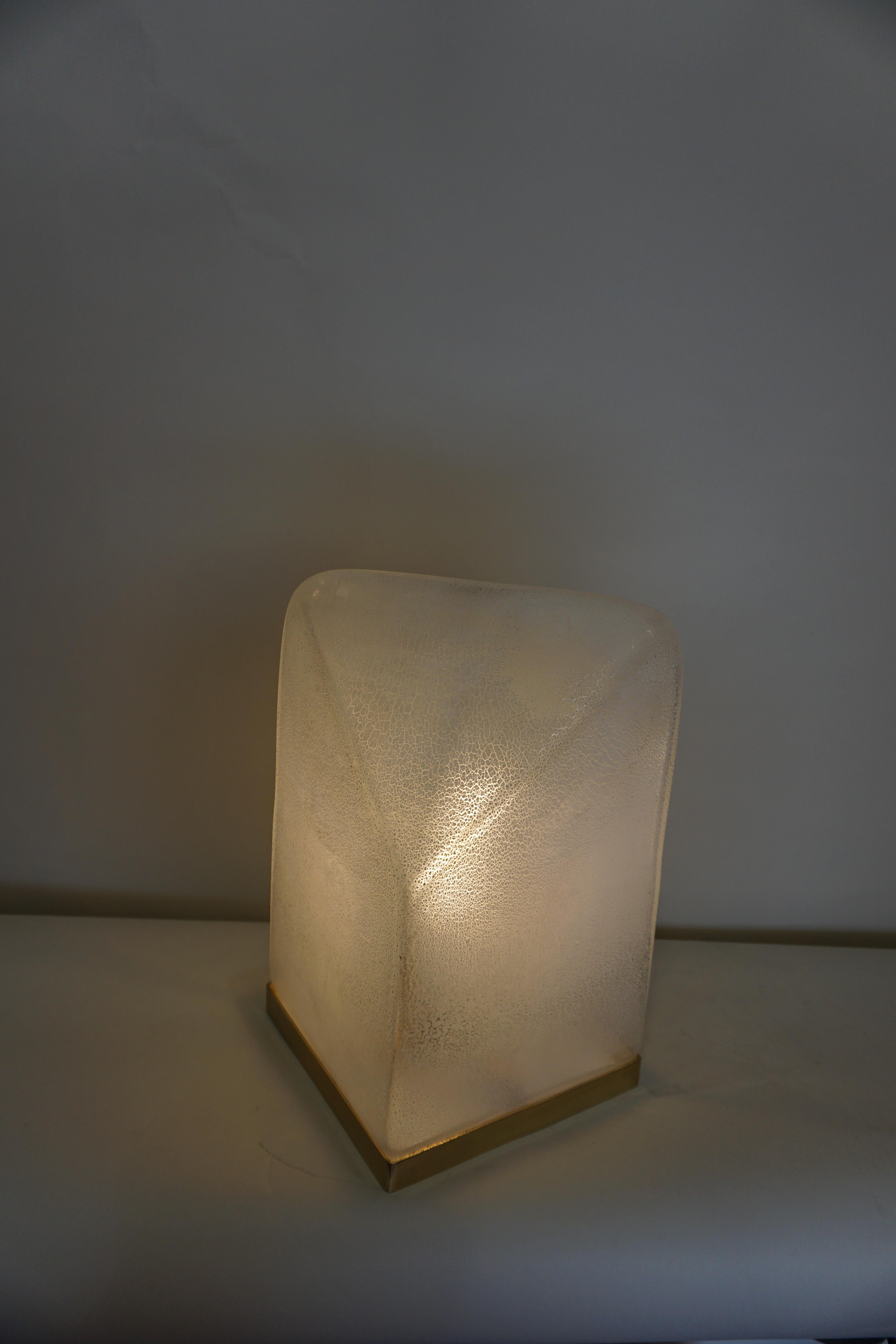 A rare 1970s textured Murano glass table lamp by Alfredo Barbini.