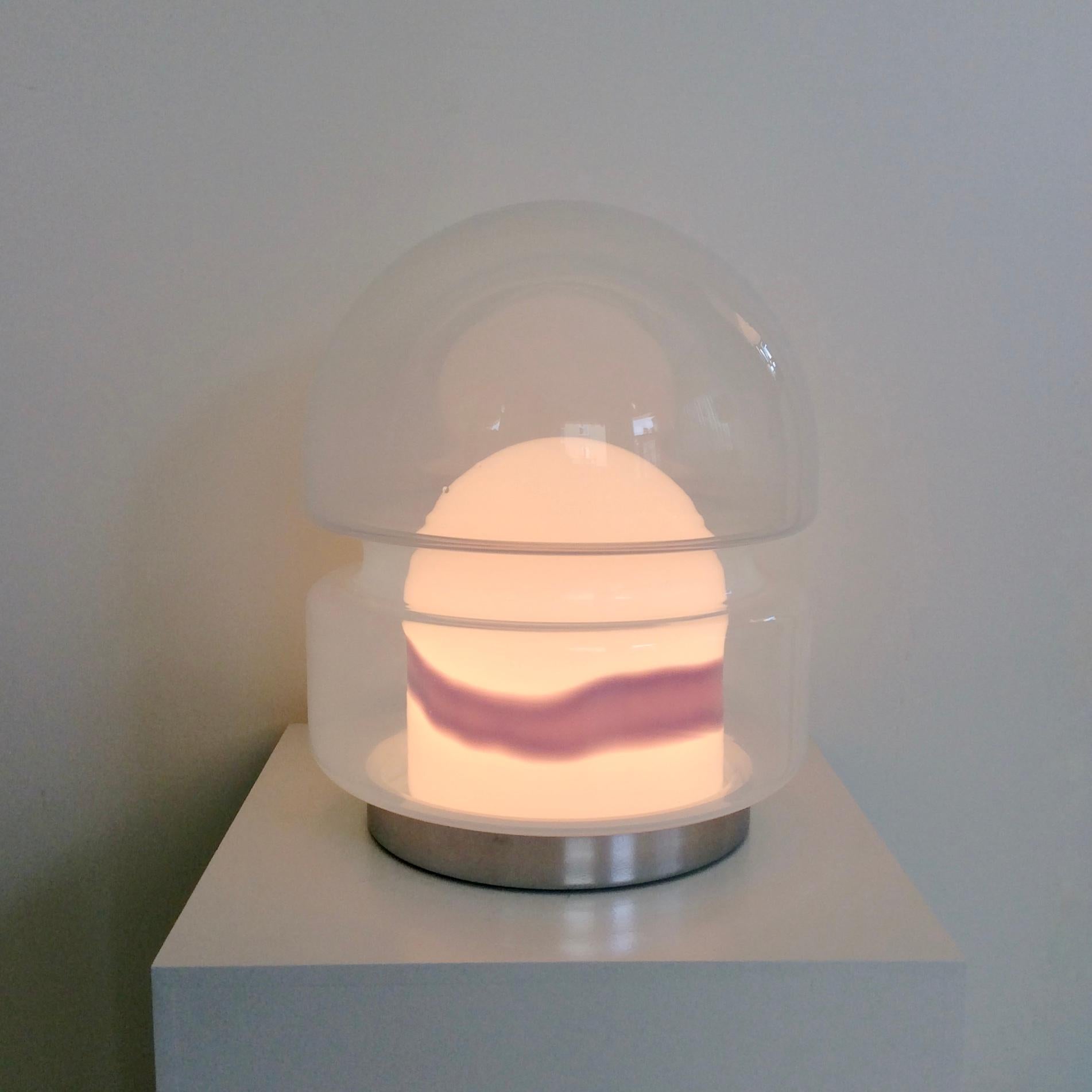 Metal Murano Glass Table Lamp by Carlo Nason for Mazzega, circa 1970, Italy