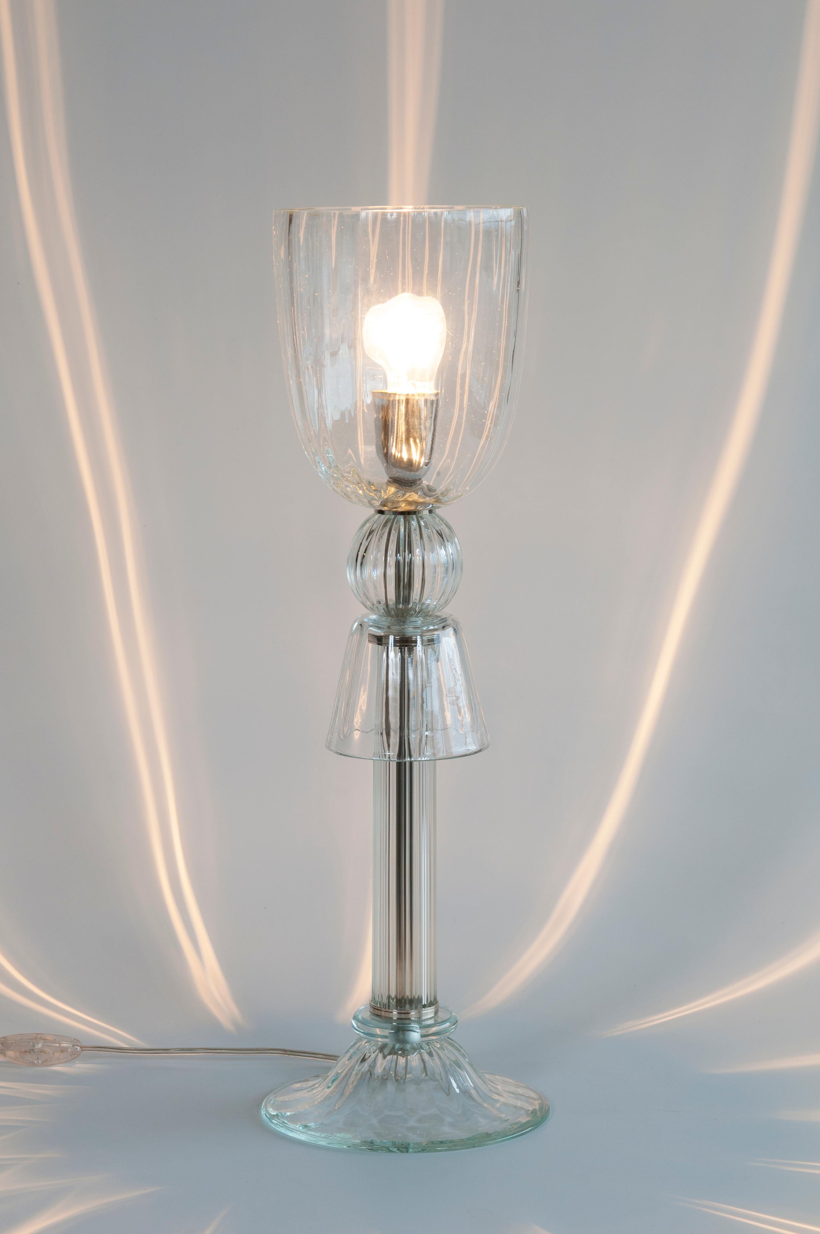 Murano Glass Table Lamp by Giovanni Dalla Fina, 1990s en venta 9