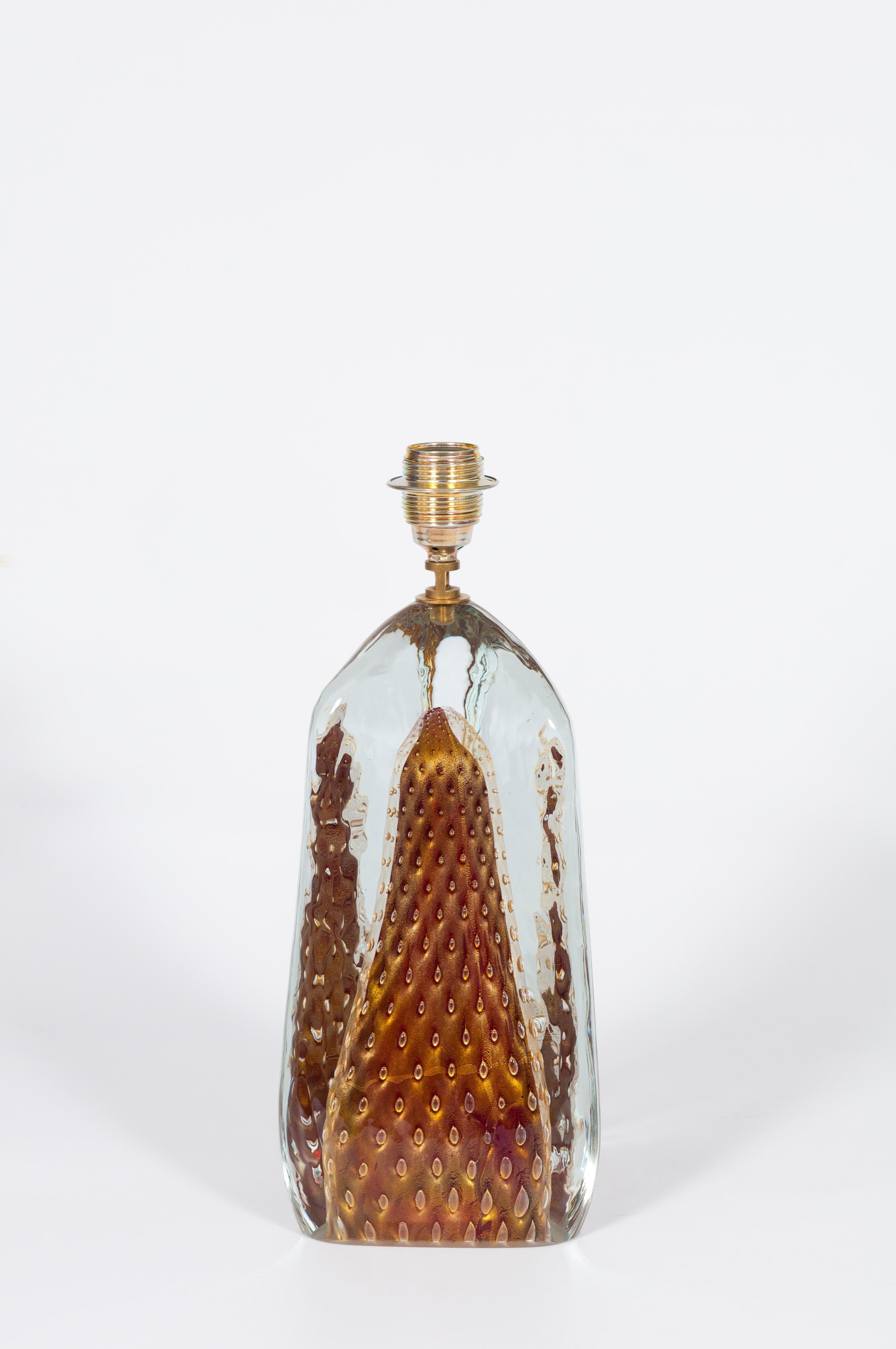 italien Lampe de table en verre de Murano par Giovanni Dalla Fina, Italie, Circa 1980 en vente