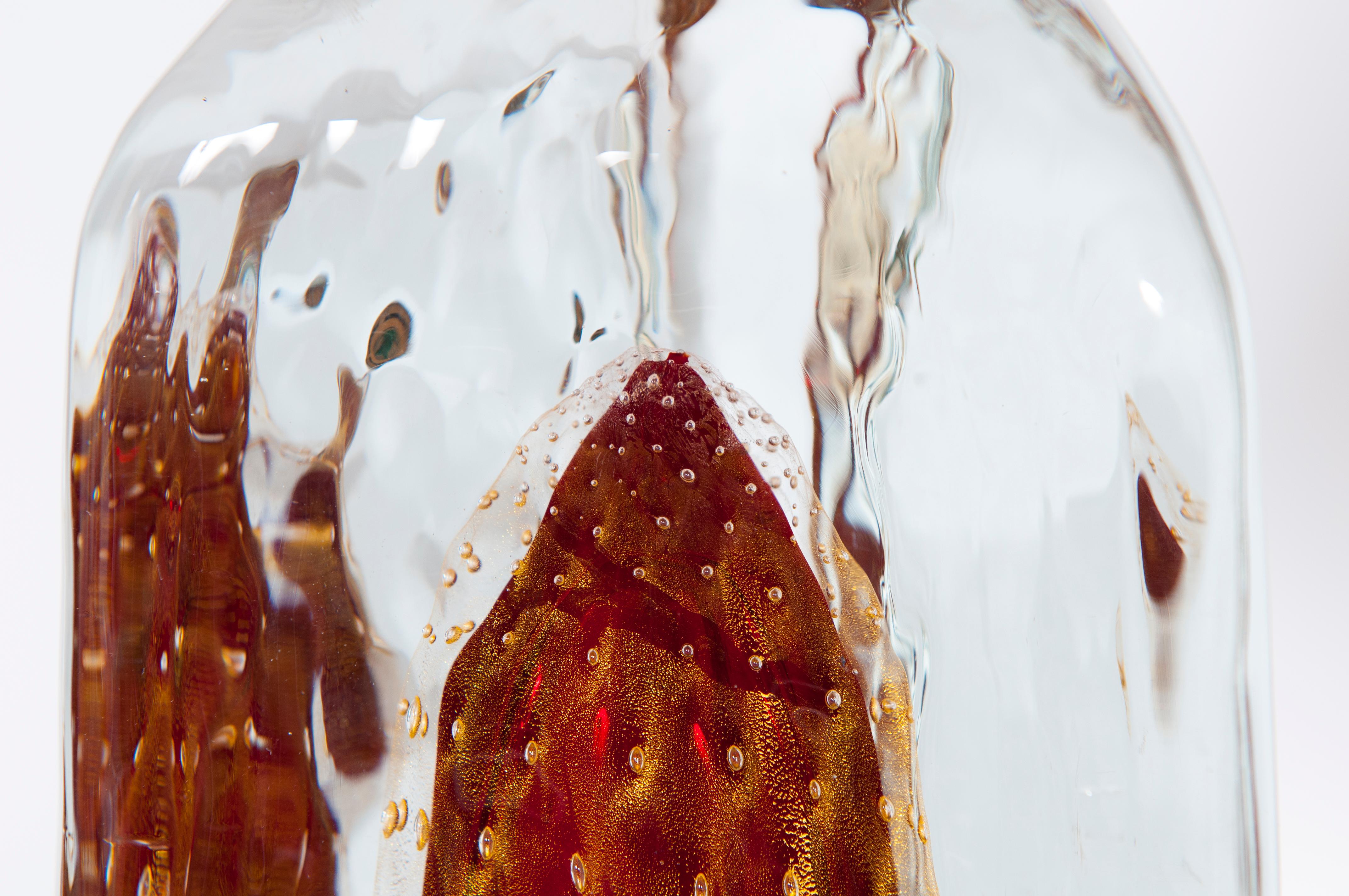 Or Lampe de table en verre de Murano par Giovanni Dalla Fina, Italie, Circa 1980 en vente