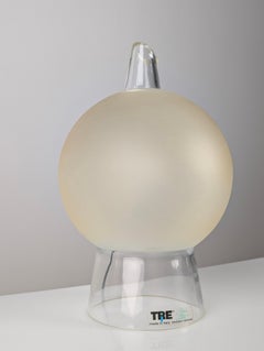 Lámpara de mesa de cristal de Murano de Itre, con cono geométrico y esfera esmerilada, Venecia, década de los 80