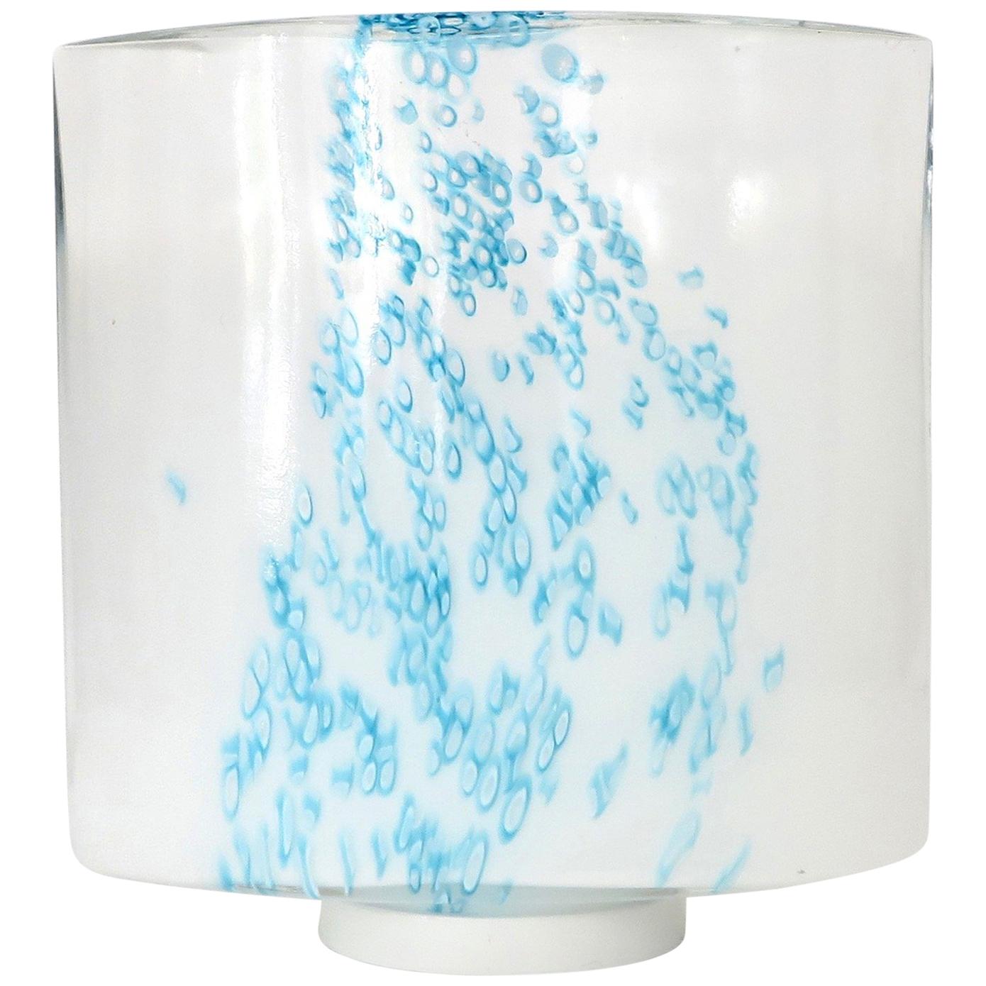 Türkisblaue Muranoglas-Tischlampe von Leucos, Dekoration aus undurchsichtigem Glas im Angebot