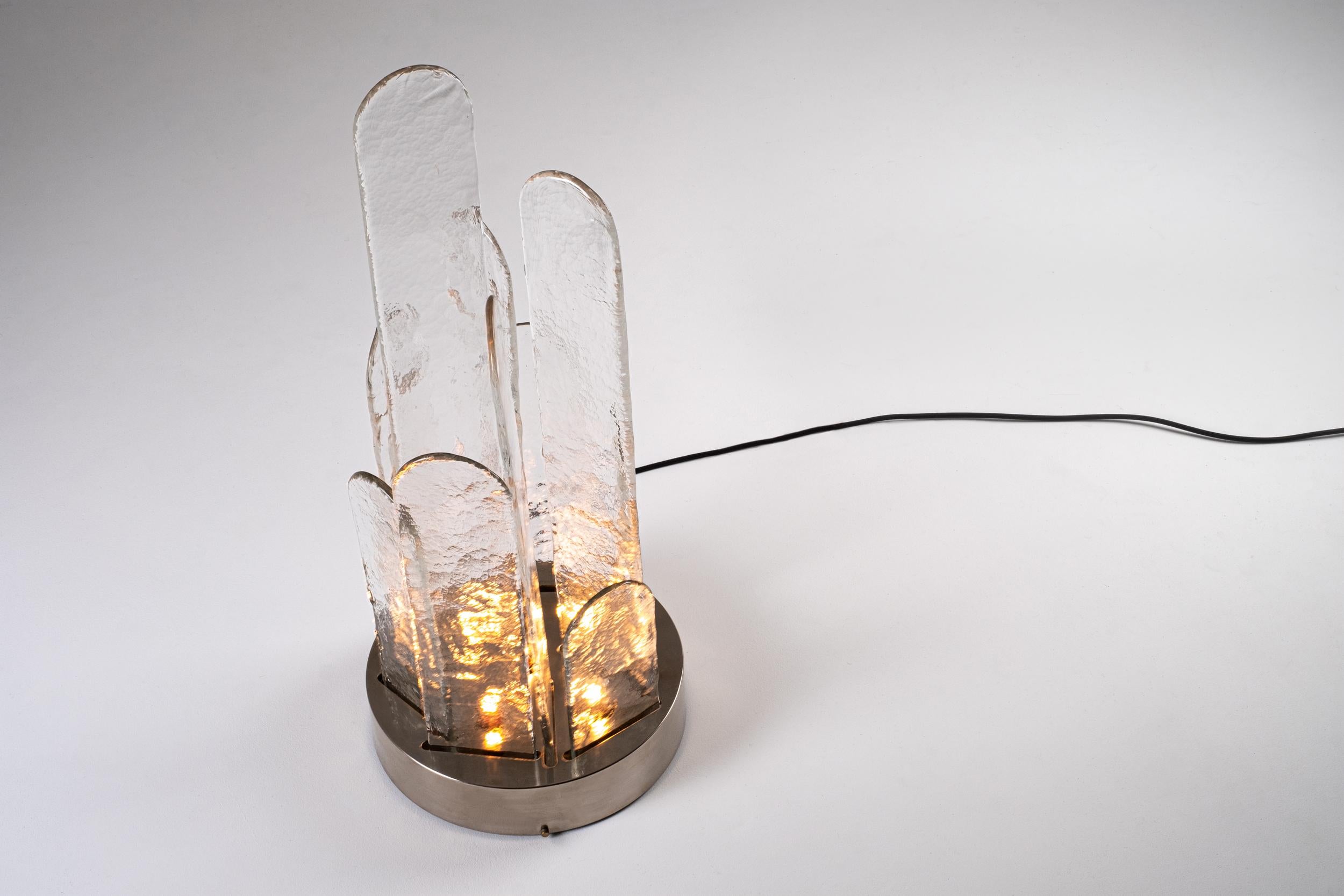 Mid-Century Modern Murano Glass Table Lamp by Luigi Massoni for ITER Elettronica, 1970s
