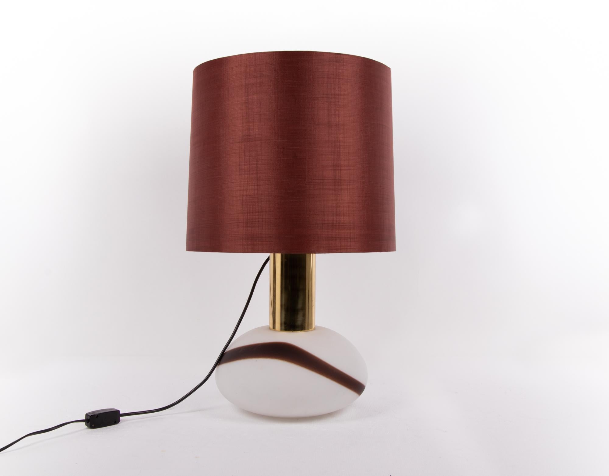 Mid-Century Modern 1960 Switzerland Temde Table Lamp Murano Glass & Brass For Sale