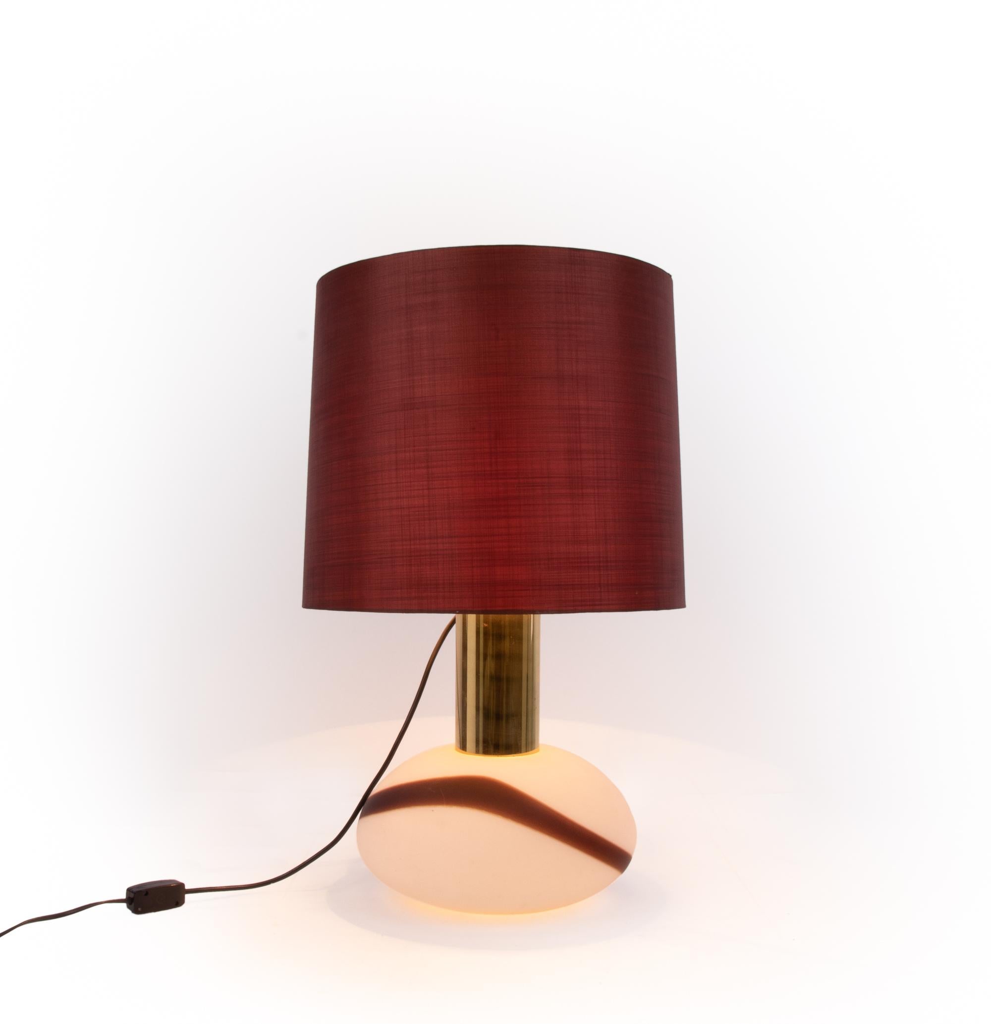 Swiss 1960 Switzerland Temde Table Lamp Murano Glass & Brass For Sale