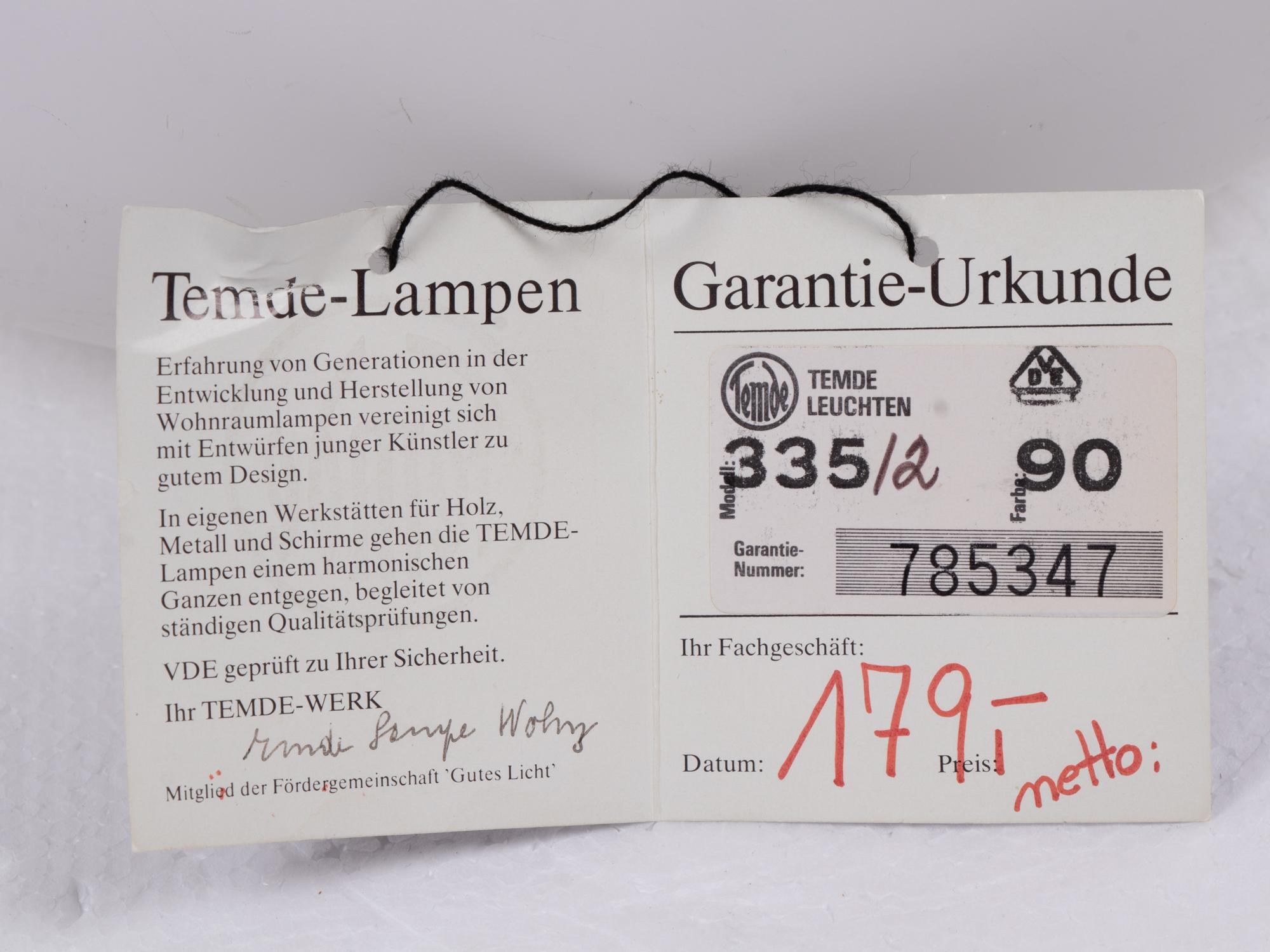 Tischlampe aus Muranoglas und Messing aus der Schweiz, Temde (20. Jahrhundert) im Angebot