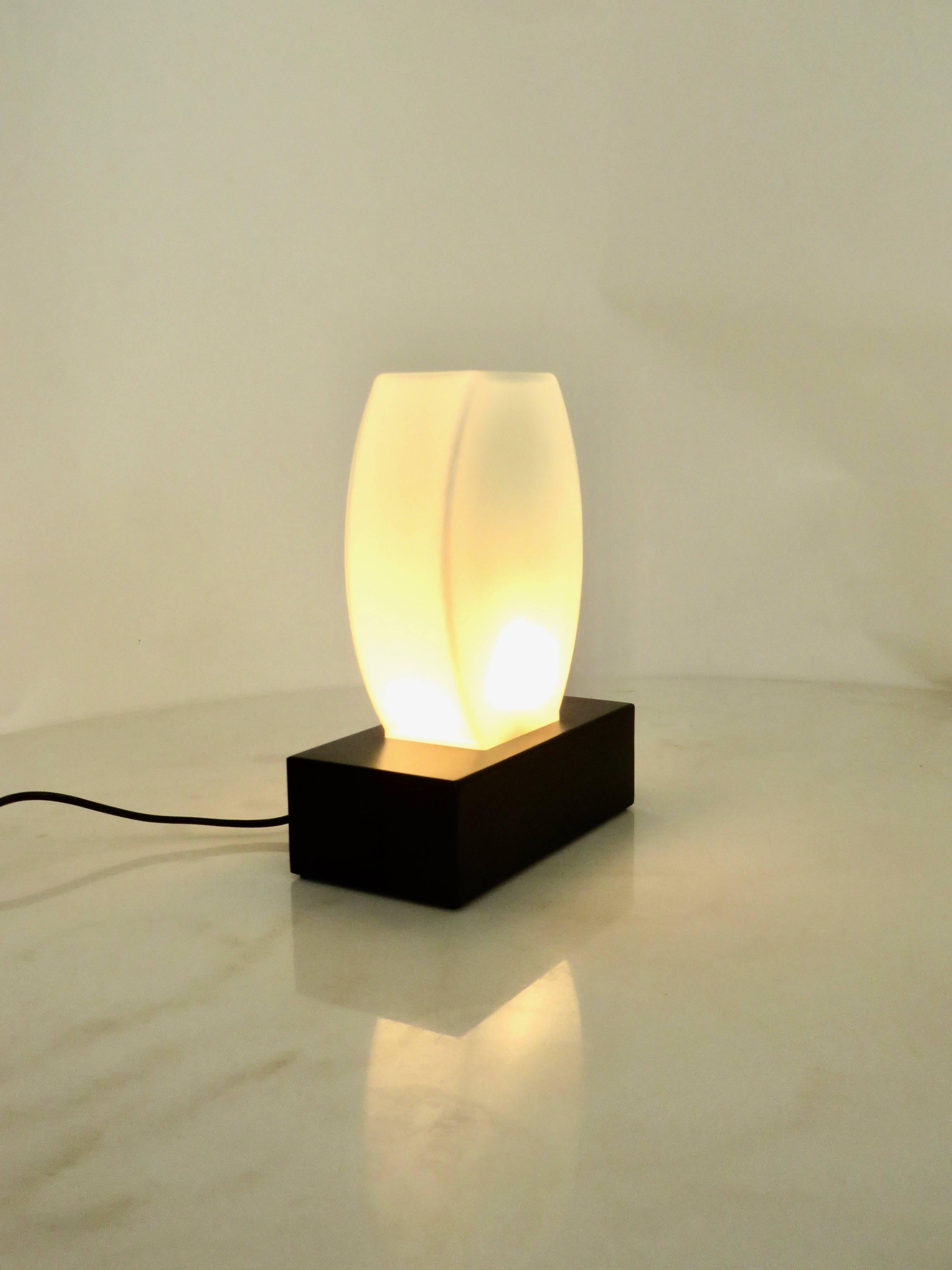 Mid-Century Modern Ettore Sottsass for Stillovo Murano Glass Table Lamp Dorane Black Opaque Glass