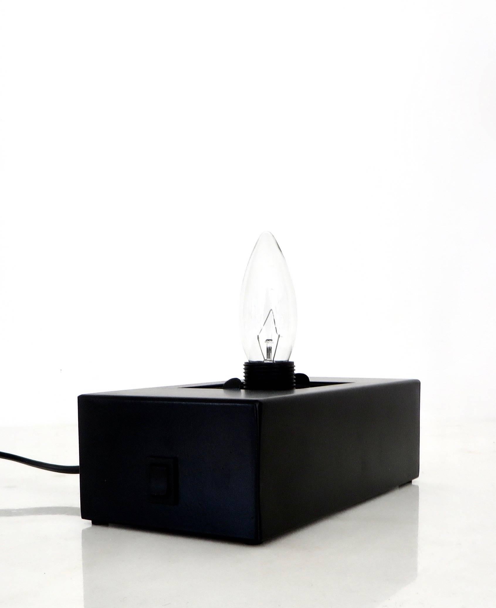 Italian Ettore Sottsass for Stillovo Murano Glass Table Lamp Dorane Black Opaque Glass
