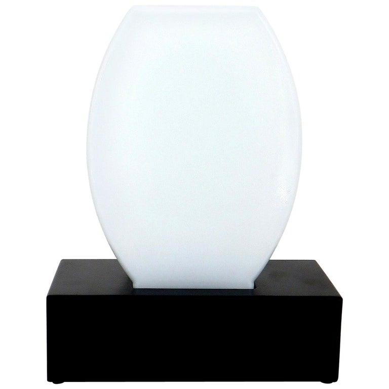 Ettore Sottsass for Stillovo Murano Glass Table Lamp Dorane Black Opaque Glass For Sale