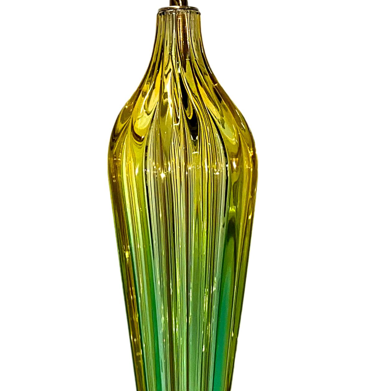 Hand-Painted Murano Glass Table Lamp For Sale