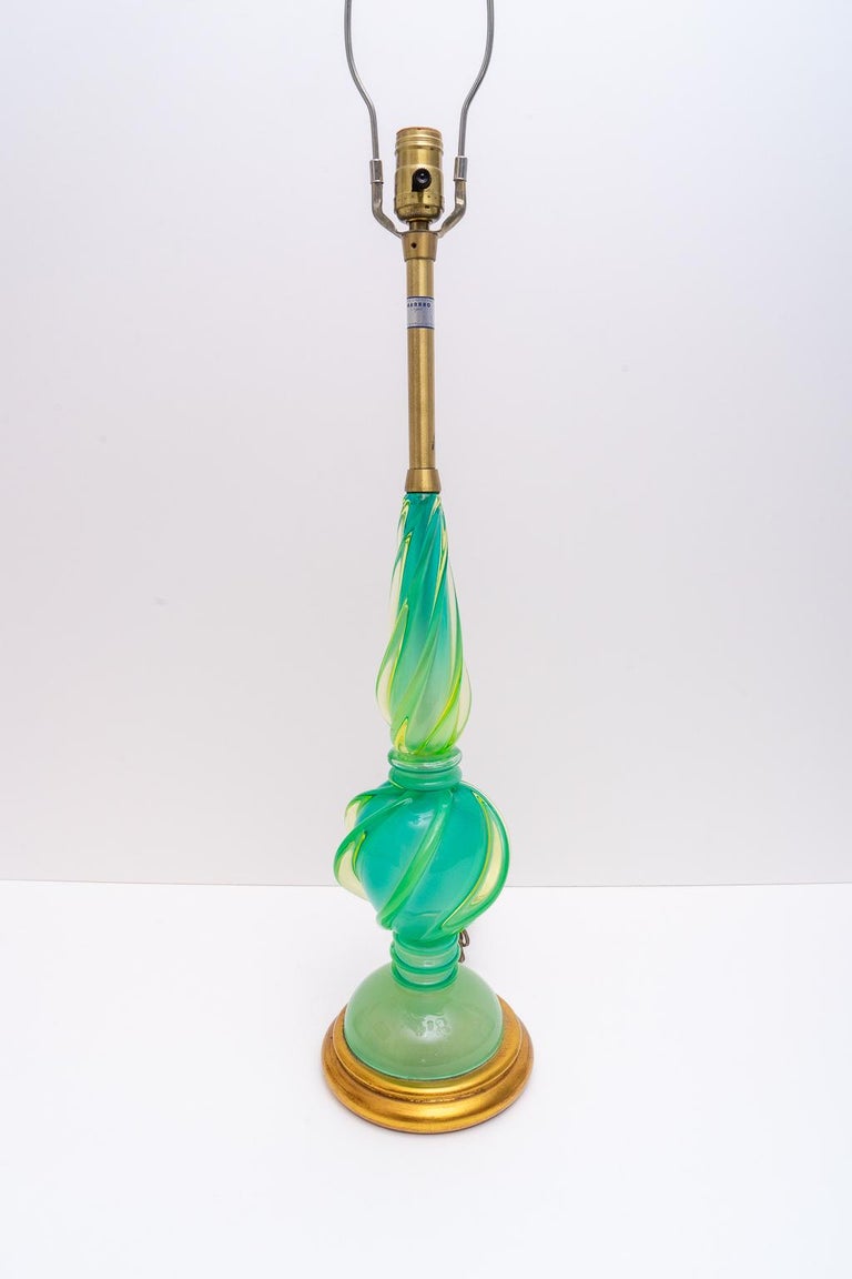 Murano Uranium Glass Lamp For Sale at 1stDibs