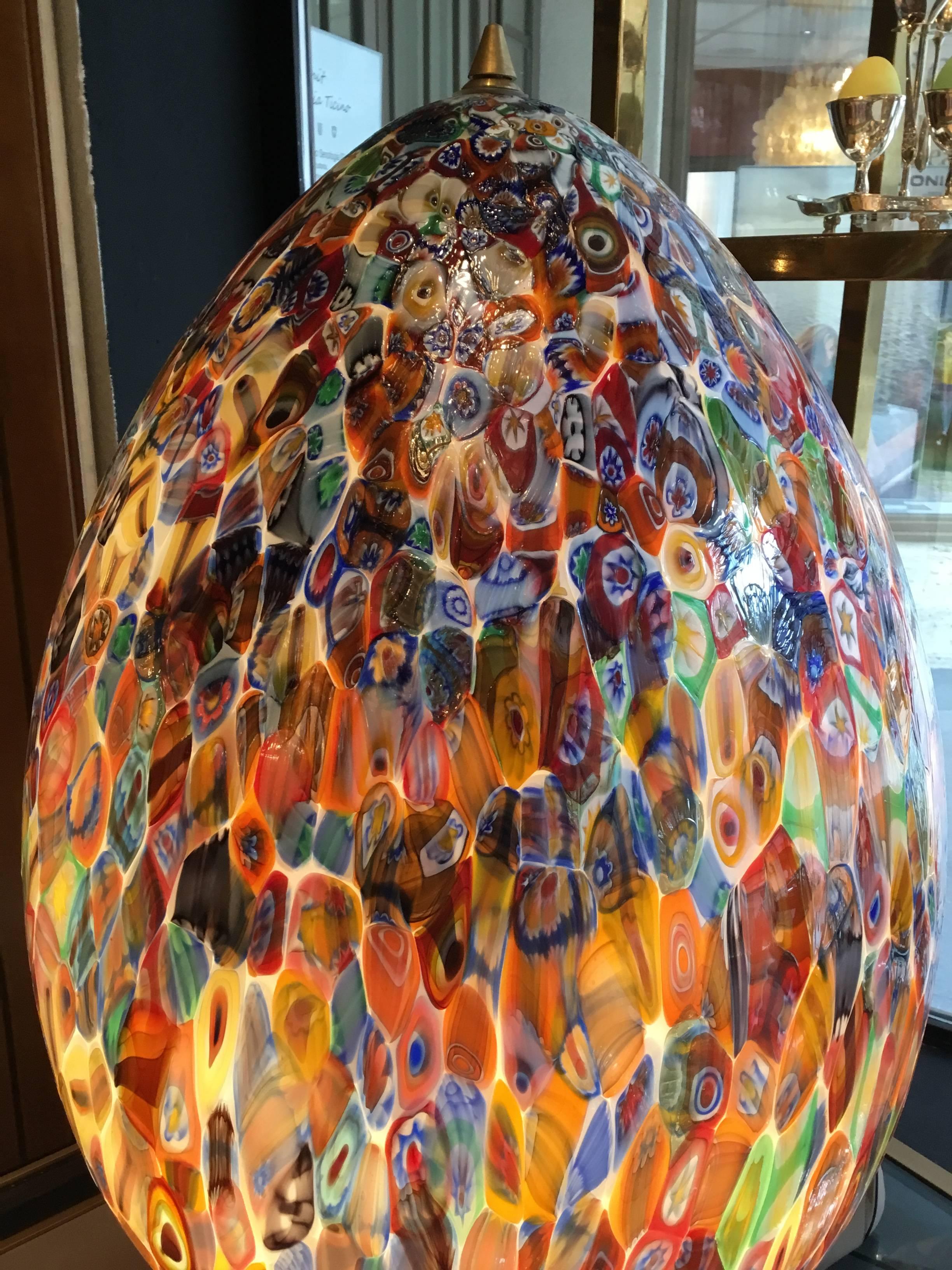 Laiton Lampe de table en verre de Murano