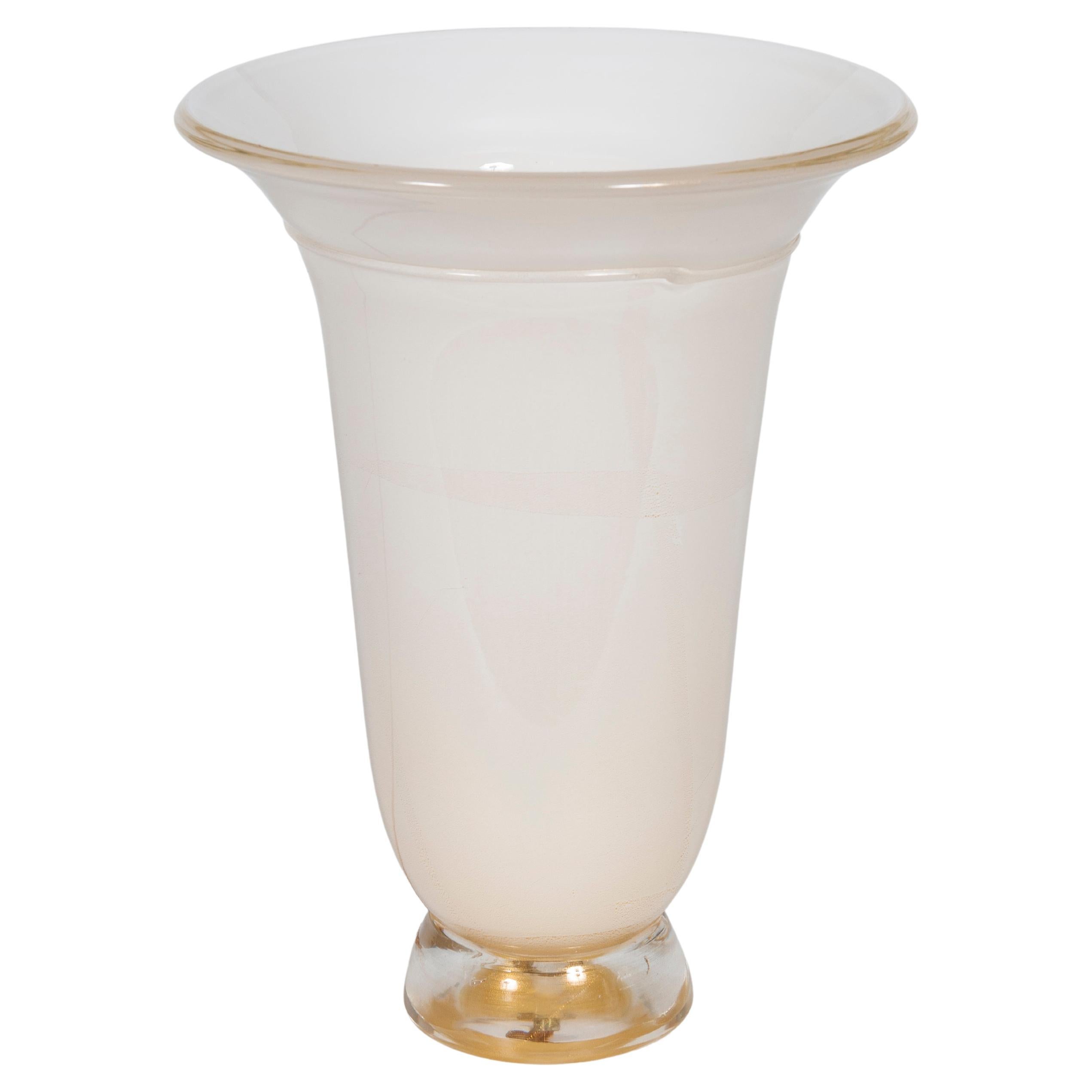 Tischleuchte aus Murano-Glas in Elfenbein und Gold von Giovanni dalla Fina, 1980er Jahre