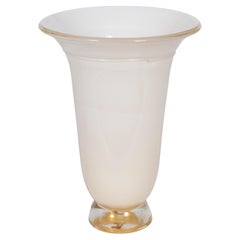 Murano Glass Table Lamp in Ivory and Gold by Giovanni dalla Fina, 1980s