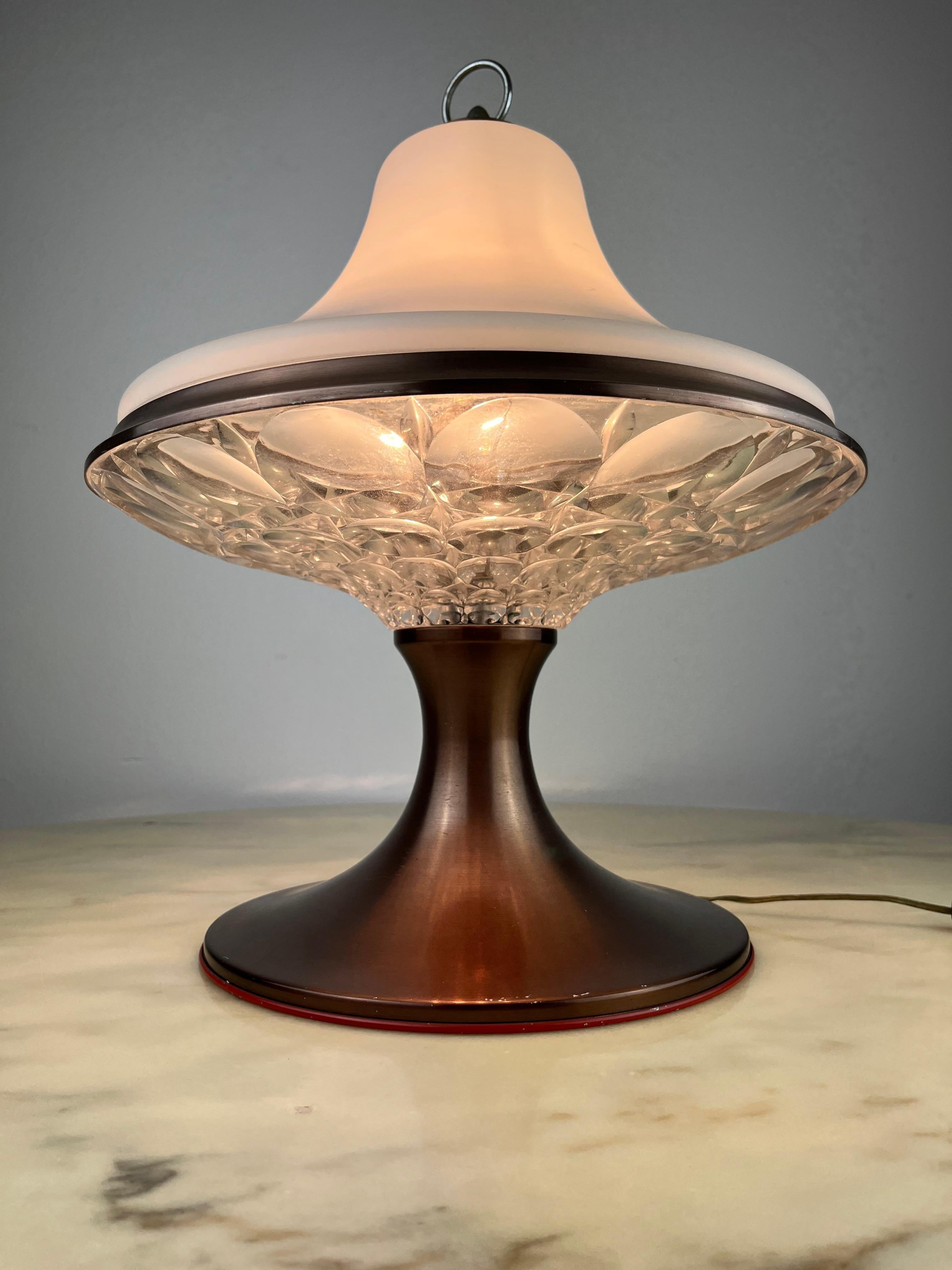 Aluminum Murano Glass Table Lamp, Italy, 1960s For Sale