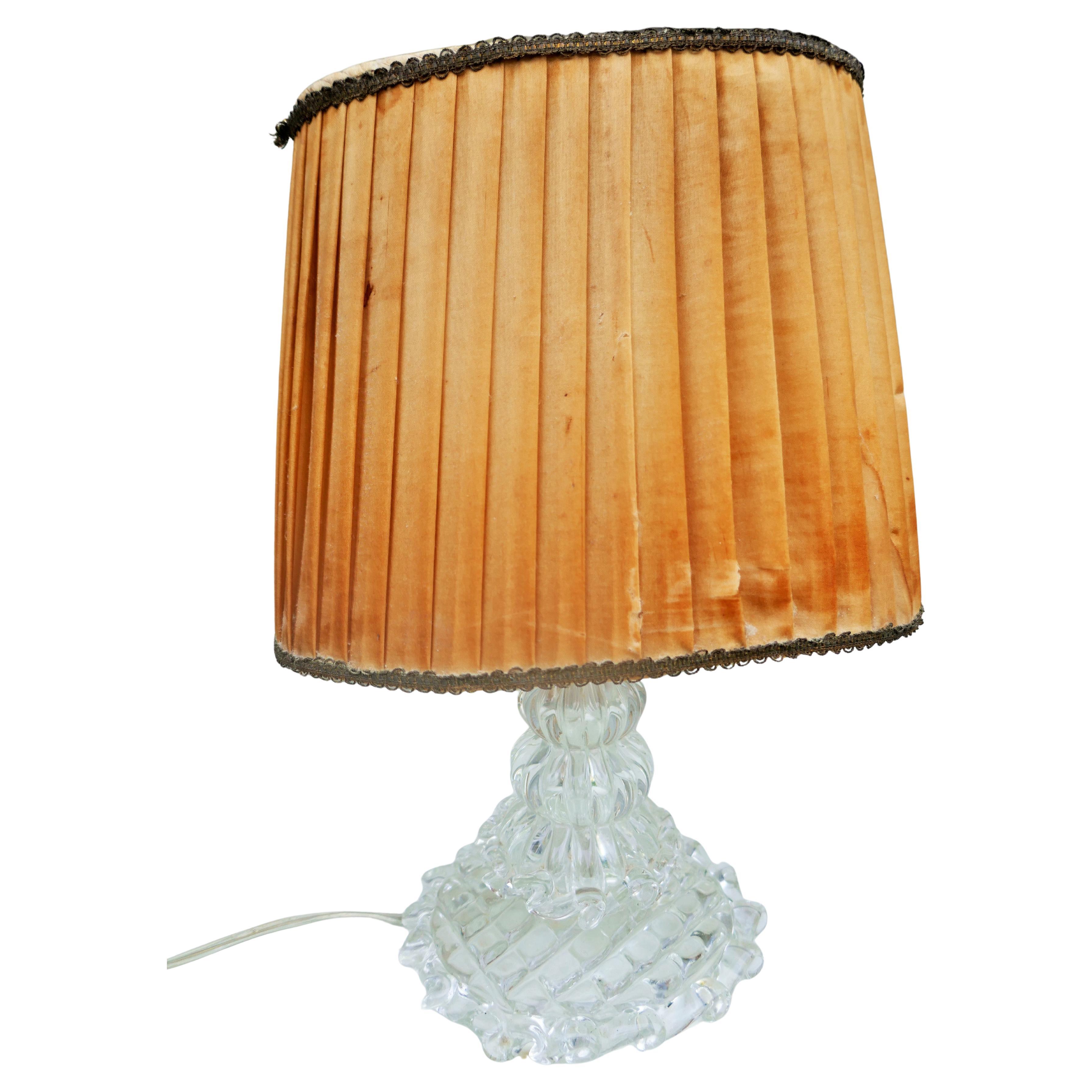 Lámpara de mesa de cristal de Murano, estilo Seguso Barovier - crinolina en venta