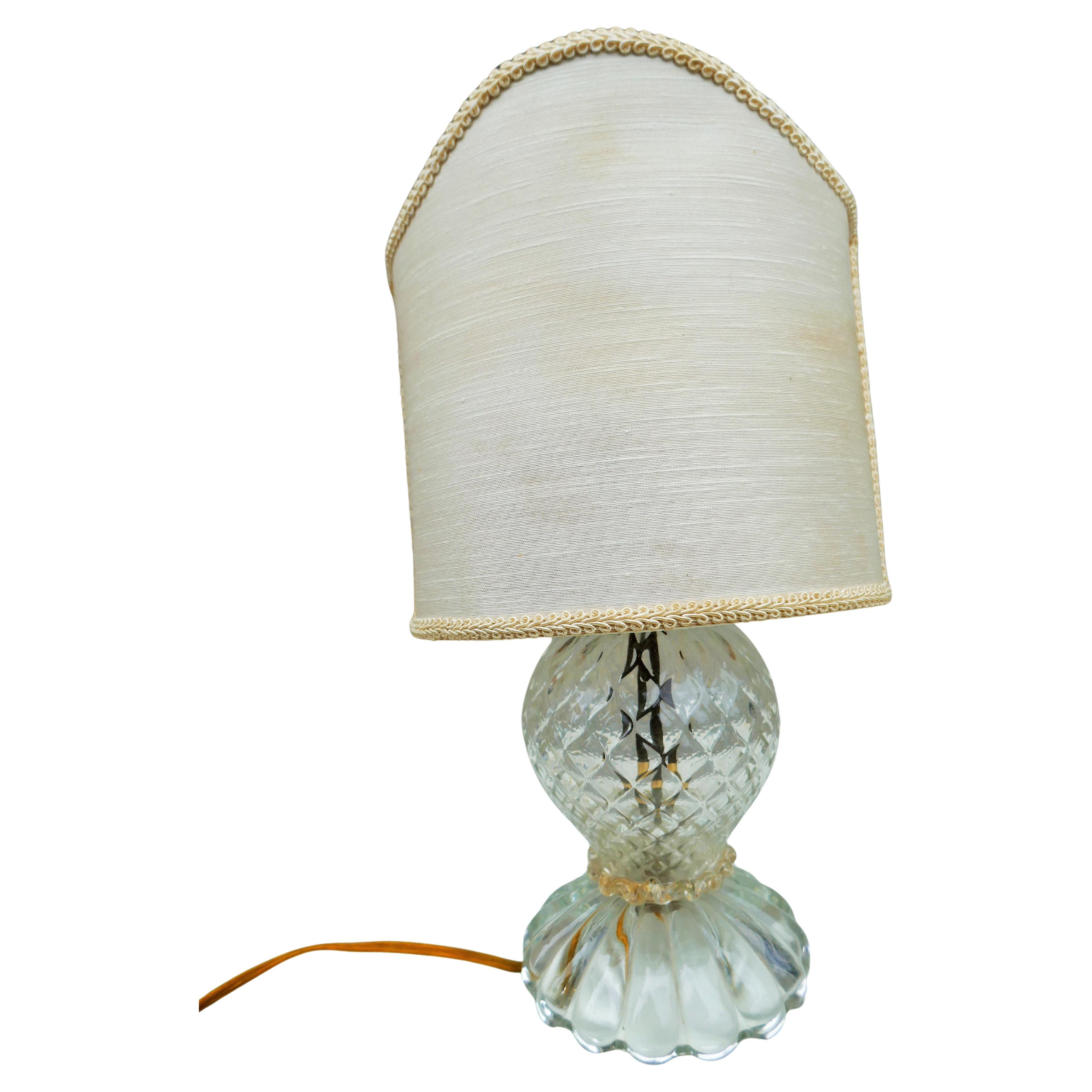 Murano glass table lamp with crinoline and gold inclusions.
Not fixed diffuser.
Good condition.
Thank you