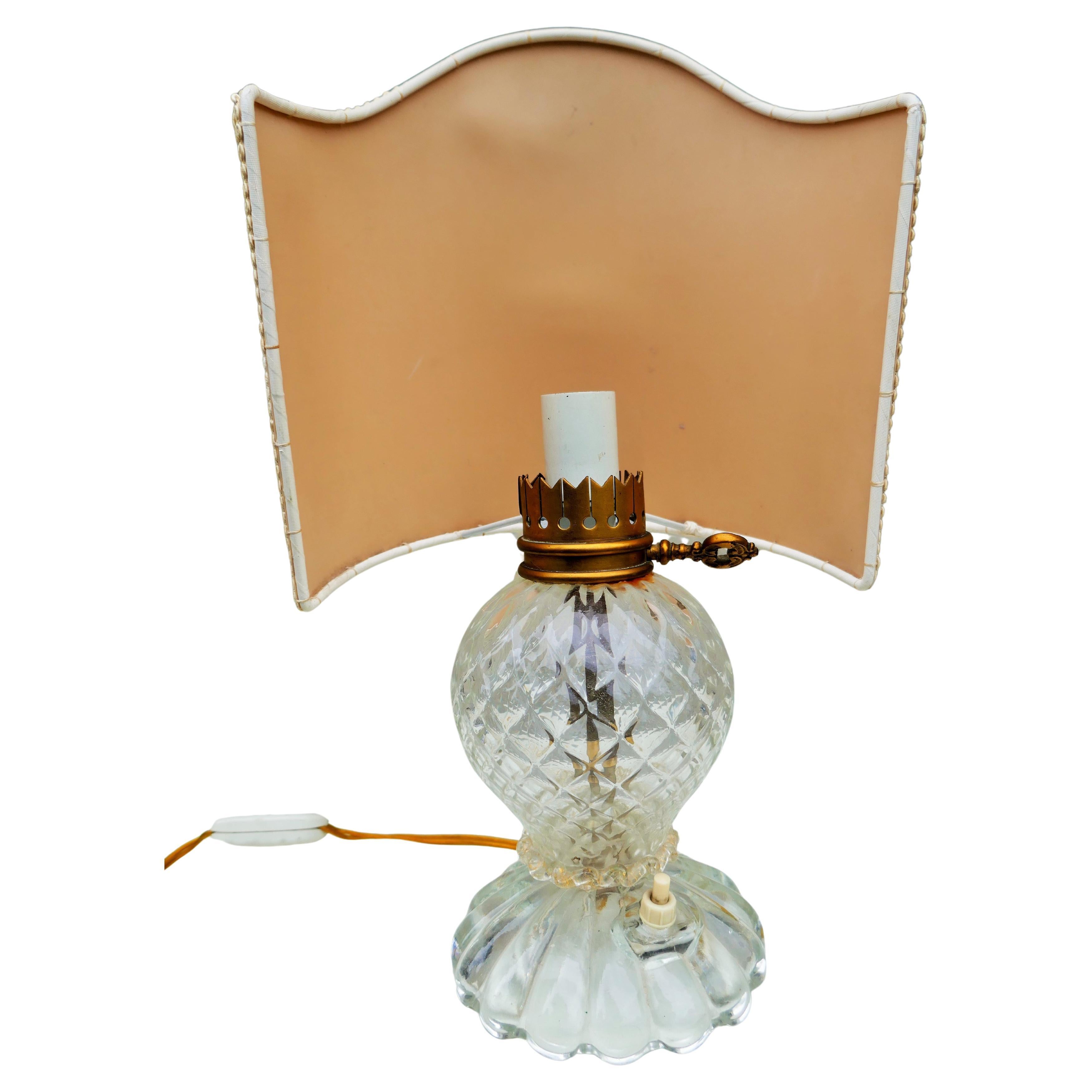 Murano glass table lamp with crinoline and gold inclusions In condizioni buone in vendita a Lugo, IT