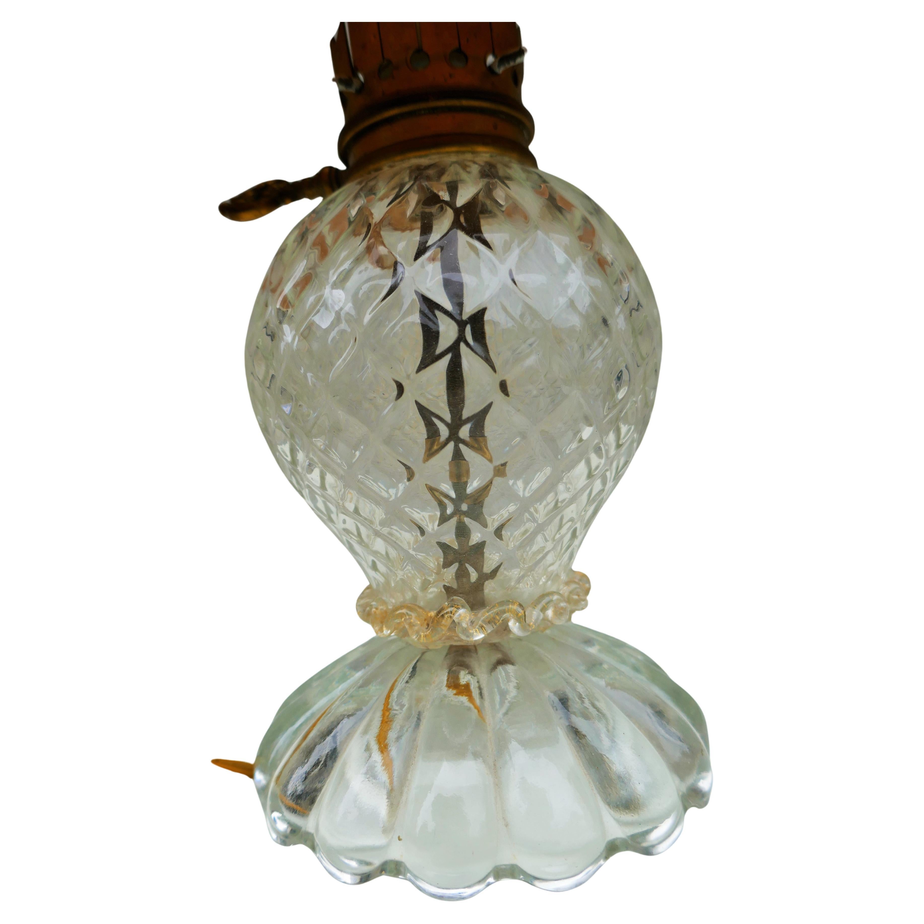 Vetro di Murano Murano glass table lamp with crinoline and gold inclusions in vendita