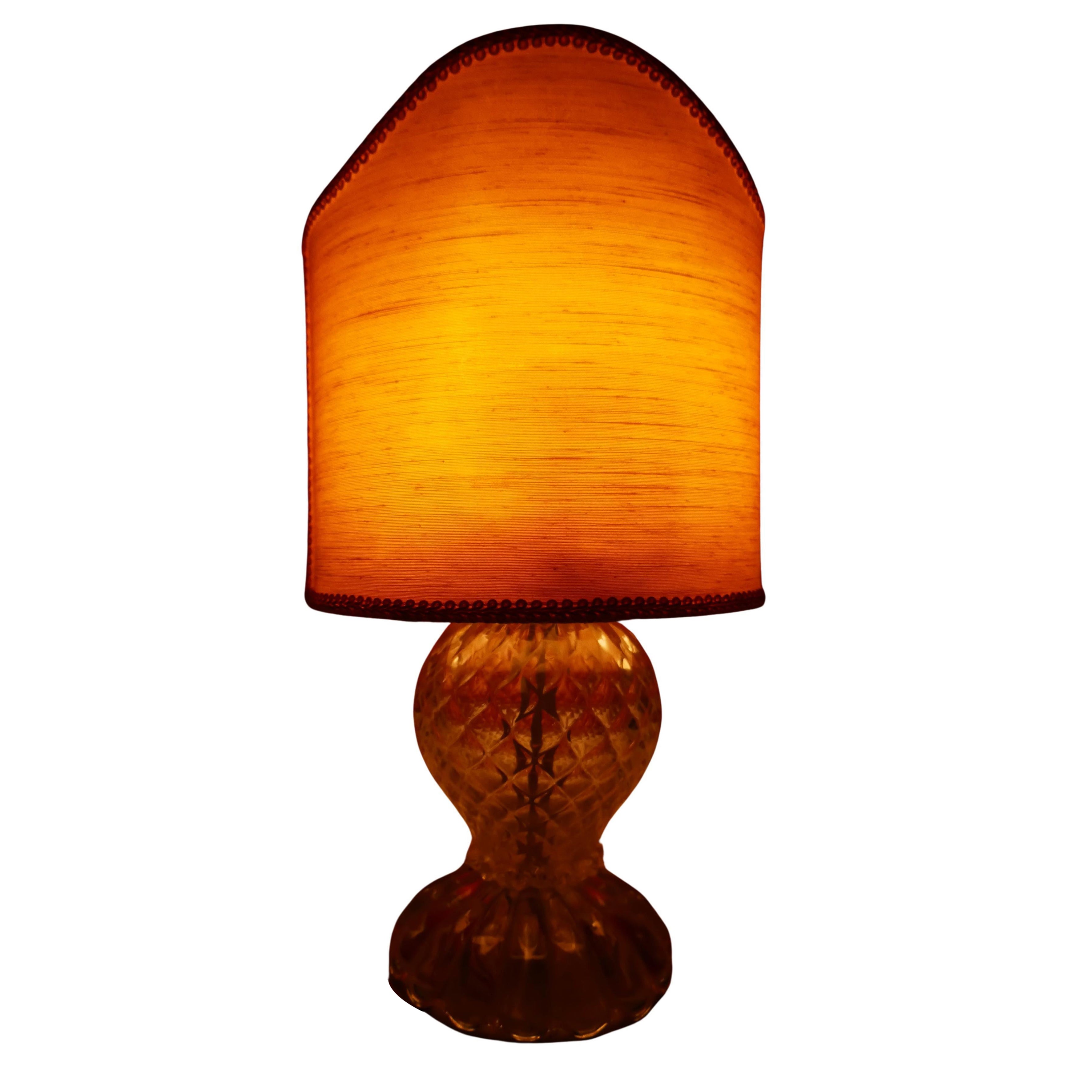 Murano glass table lamp with crinoline and gold inclusions