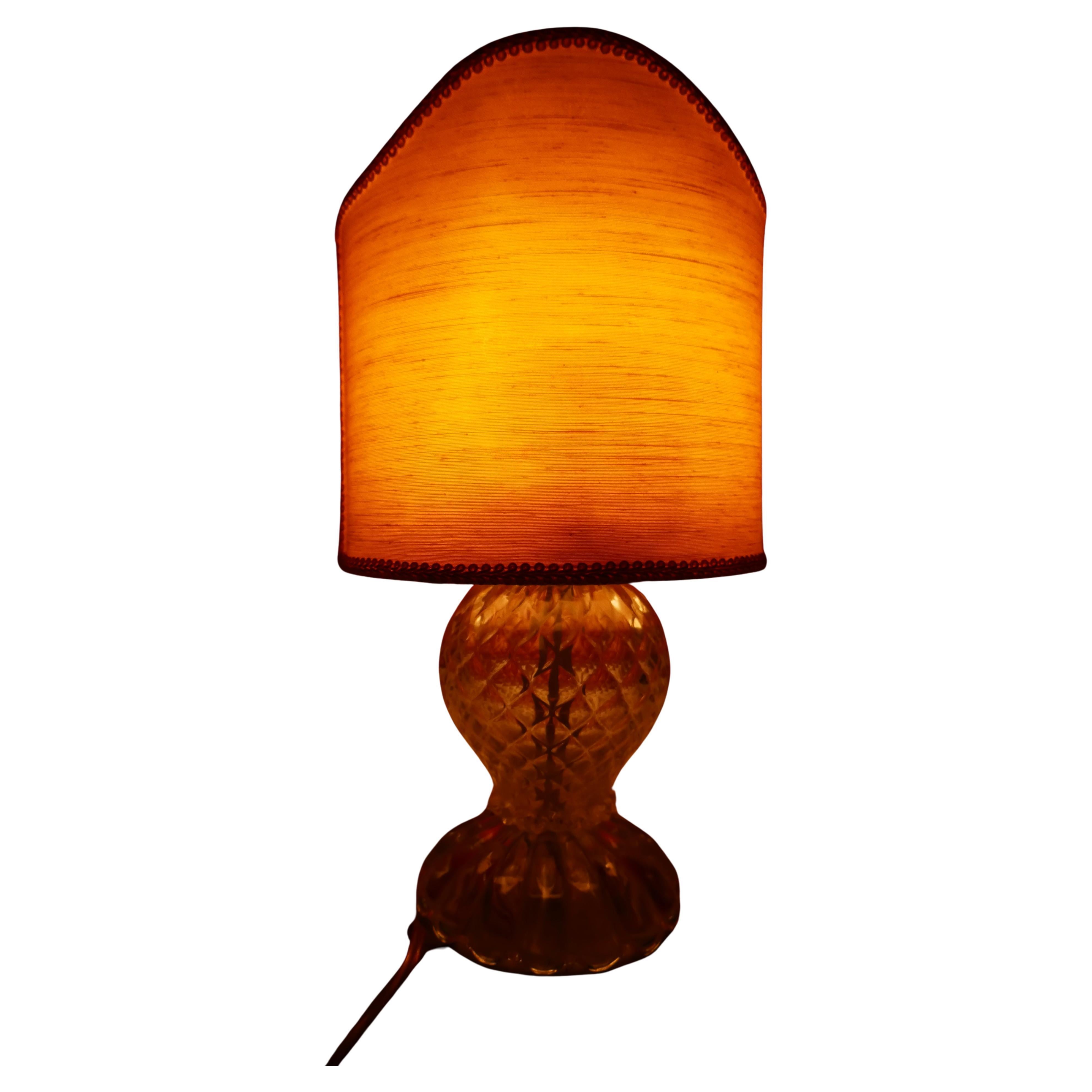 Murano glass table lamp with crinoline and gold inclusions