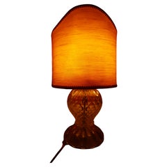 Murano glass table lamp with crinoline and gold inclusions