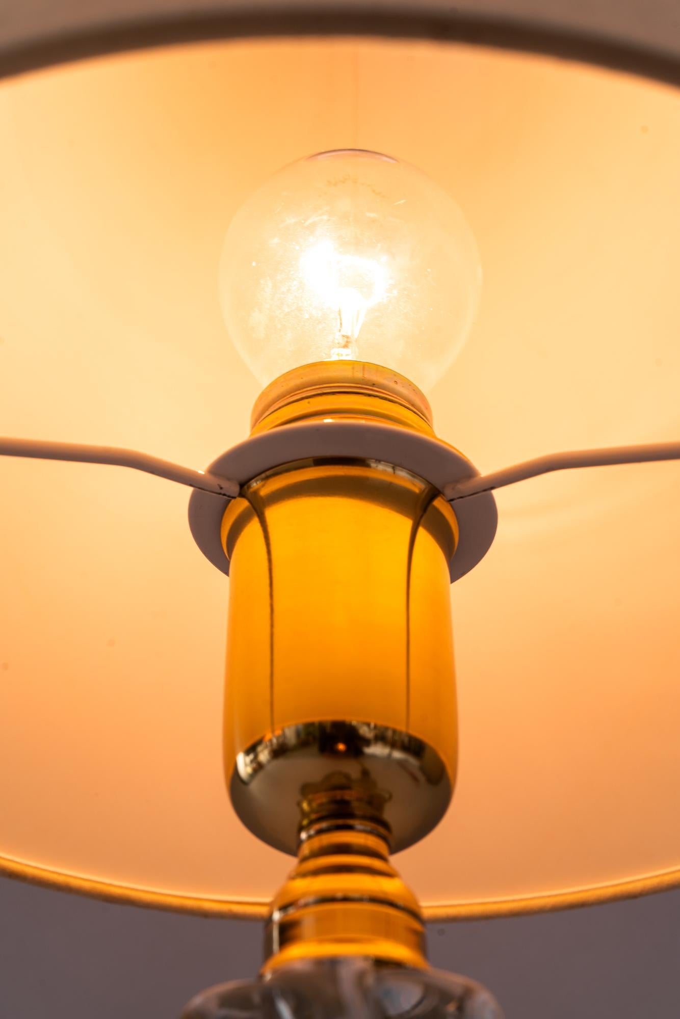 Lampe de table en verre de Murano avec abat-jour en tissu vienne vers 1950 en vente 8