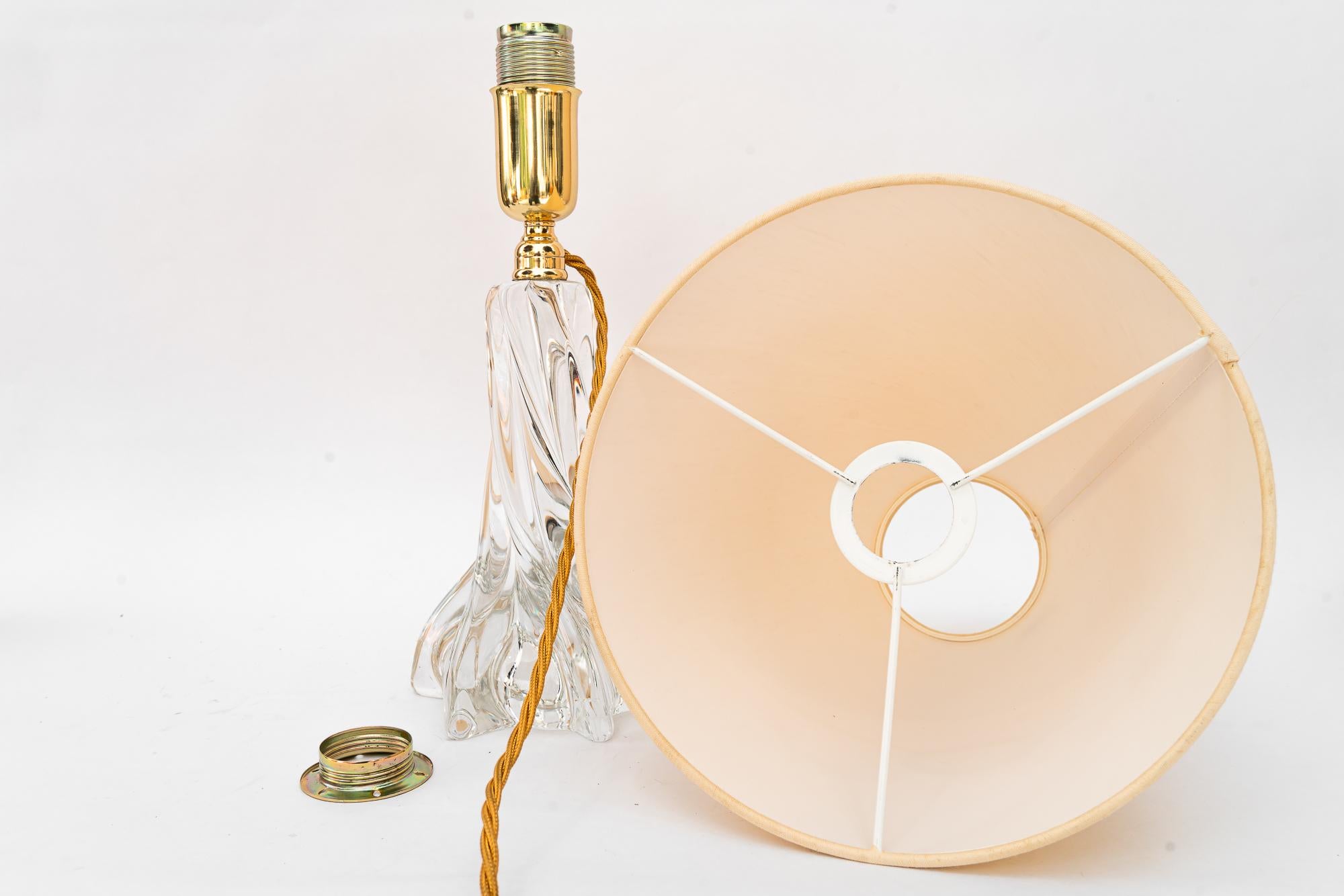 Lampe de table en verre de Murano avec abat-jour en tissu vienne vers 1950 en vente 10