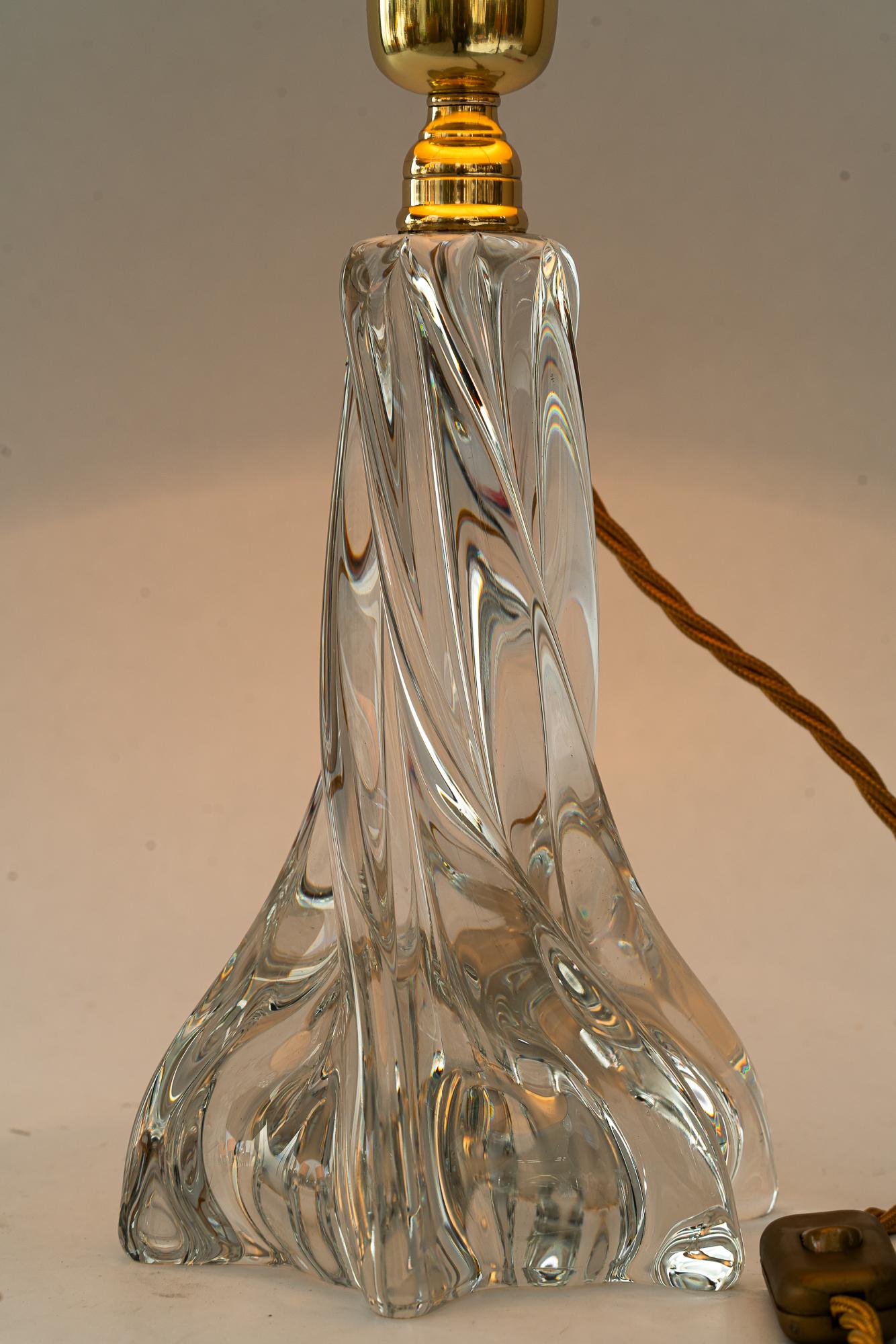 Lampe de table en verre de Murano avec abat-jour en tissu vienne vers 1950 en vente 1