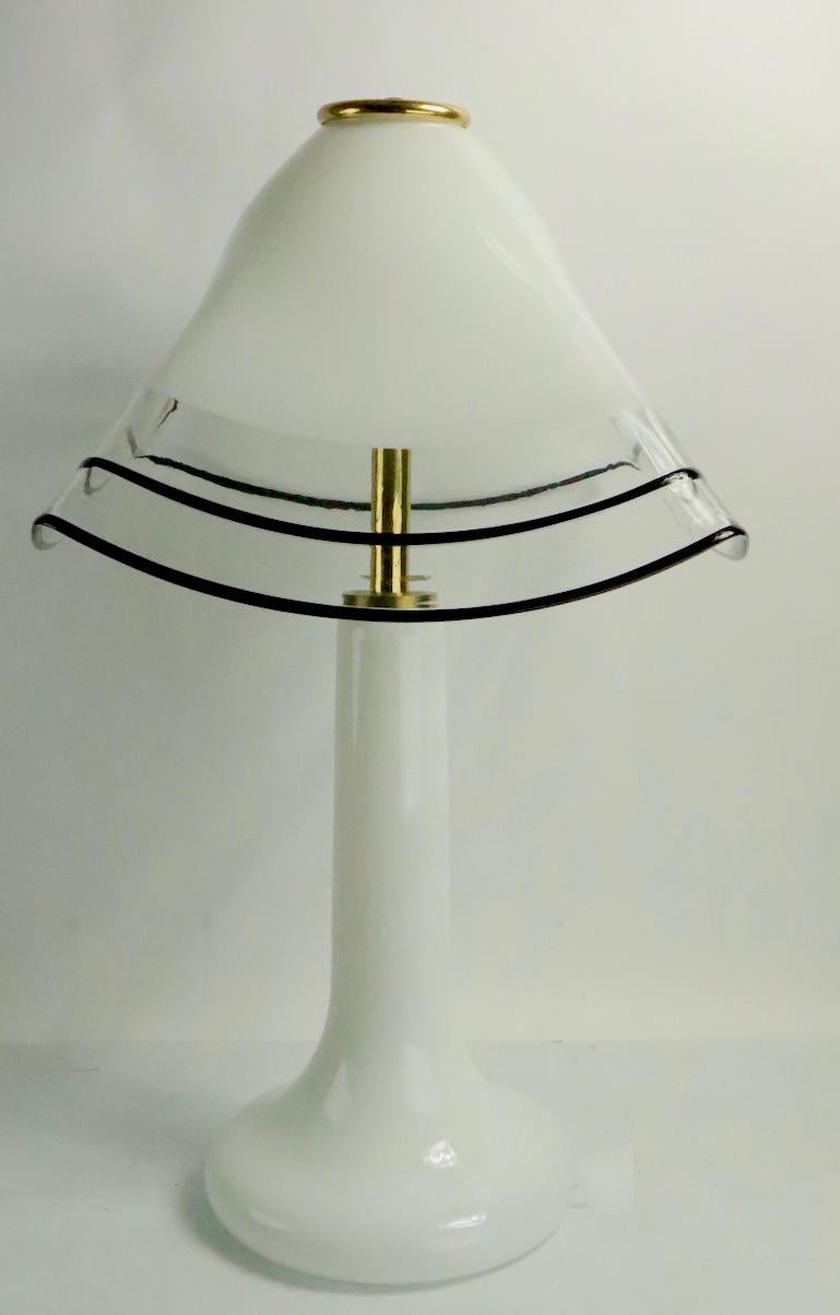 Italian Murano Glass Table Lamp with Glass Base and Shade Attributed to Tagliapietra For Sale
