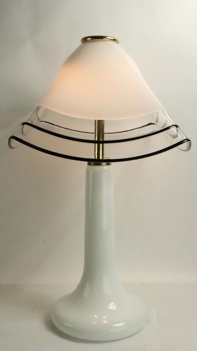 20th Century Murano Glass Table Lamp with Glass Base and Shade Attributed to Tagliapietra For Sale