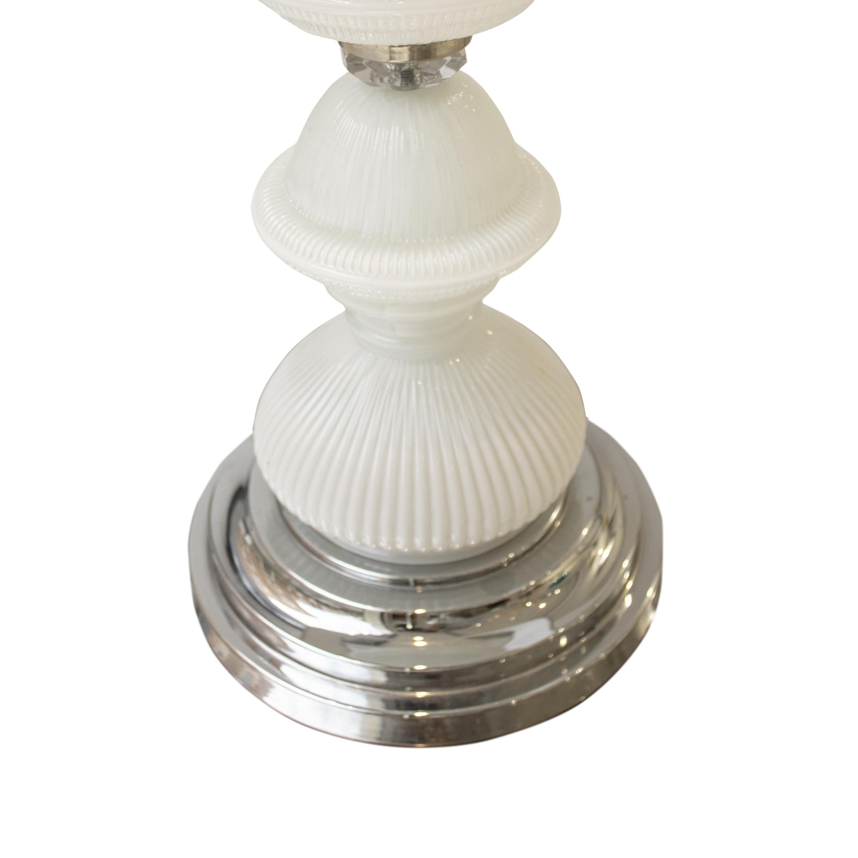 Murano Glas Tischlampe mit grauem Samtschirm, Italien, 1950 (Moderne der Mitte des Jahrhunderts) im Angebot