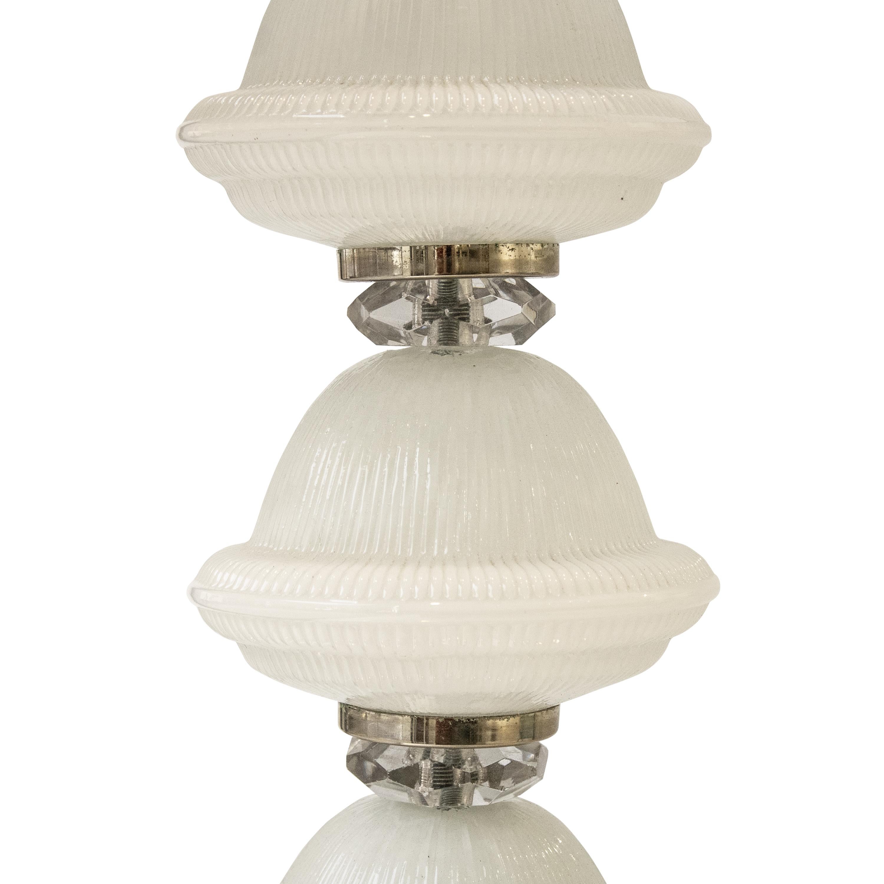 Murano Glass Table Lamp with Grey Velvet Shade, Italy, 1950 In Good Condition For Sale In Madrid, ES