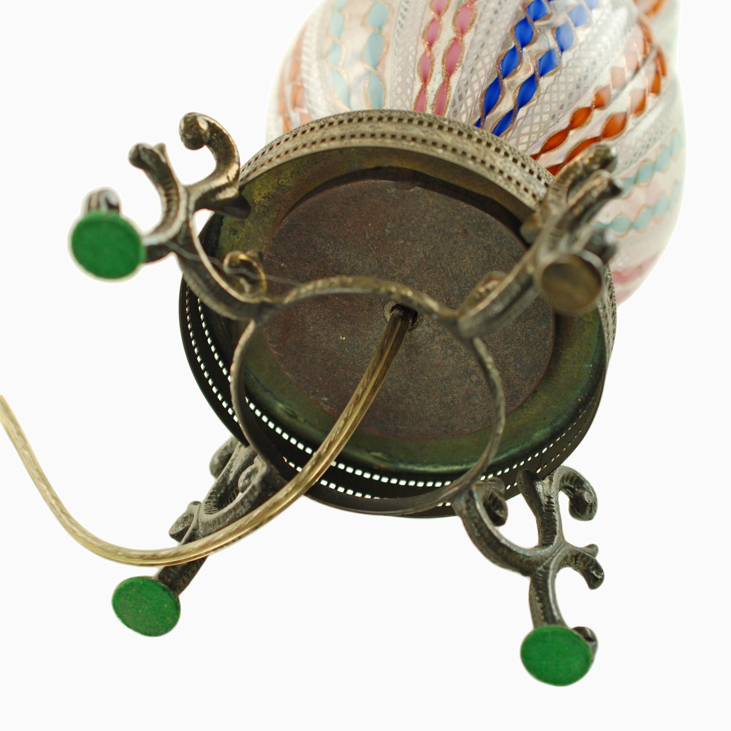 Murano Glass Table Lamp with Zanfirico and Polychrome Twisted Filigree Detail For Sale 5