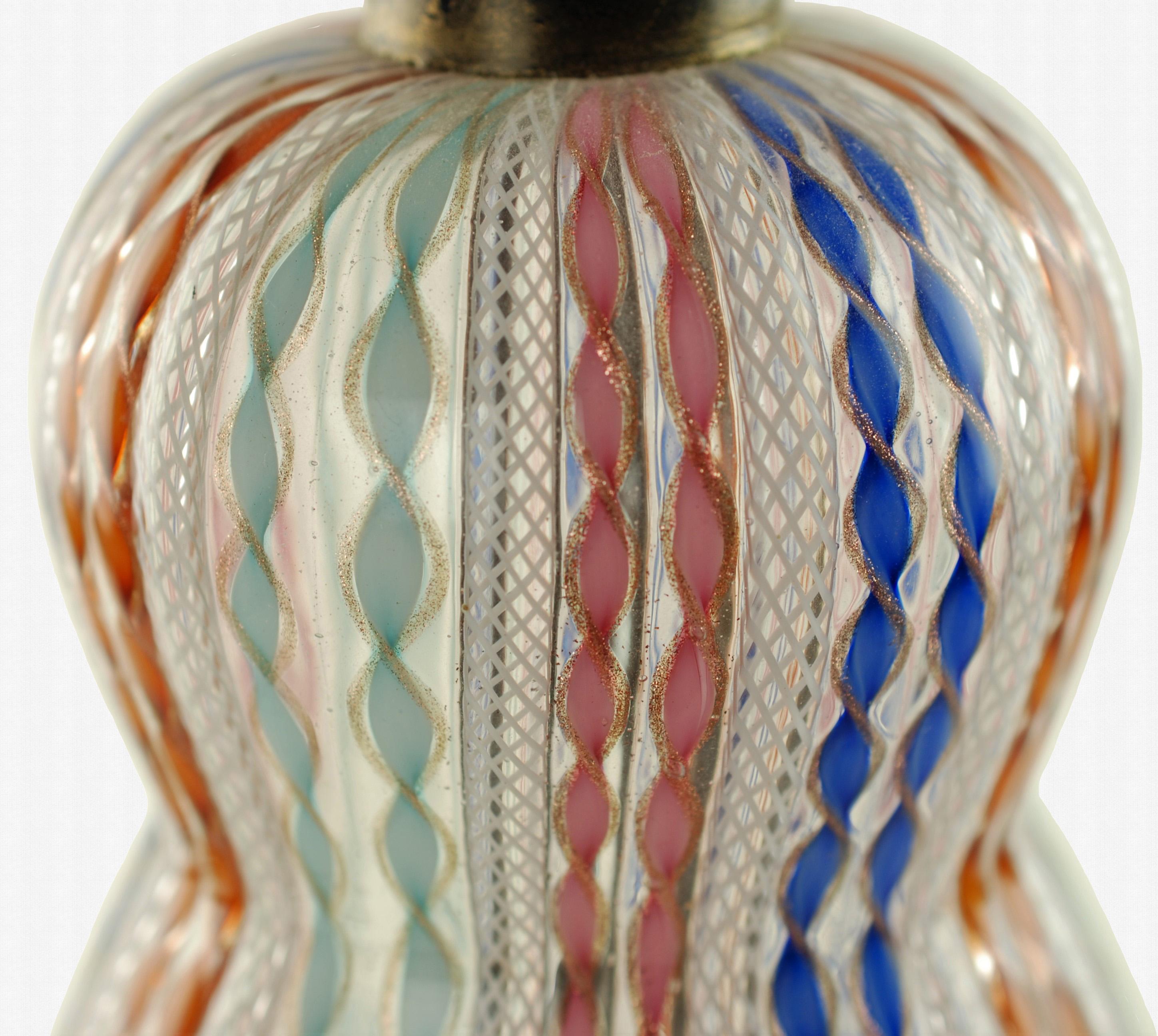 Murano Glass Table Lamp with Zanfirico and Polychrome Twisted Filigree Detail For Sale 2