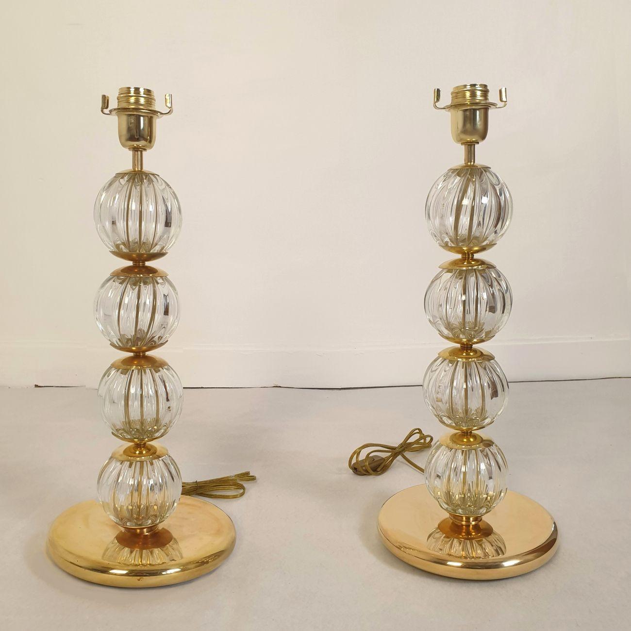 Italian Murano glass table lamps - a pair