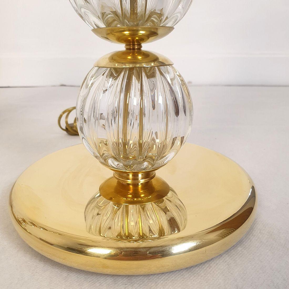 Brass Murano glass table lamps - a pair