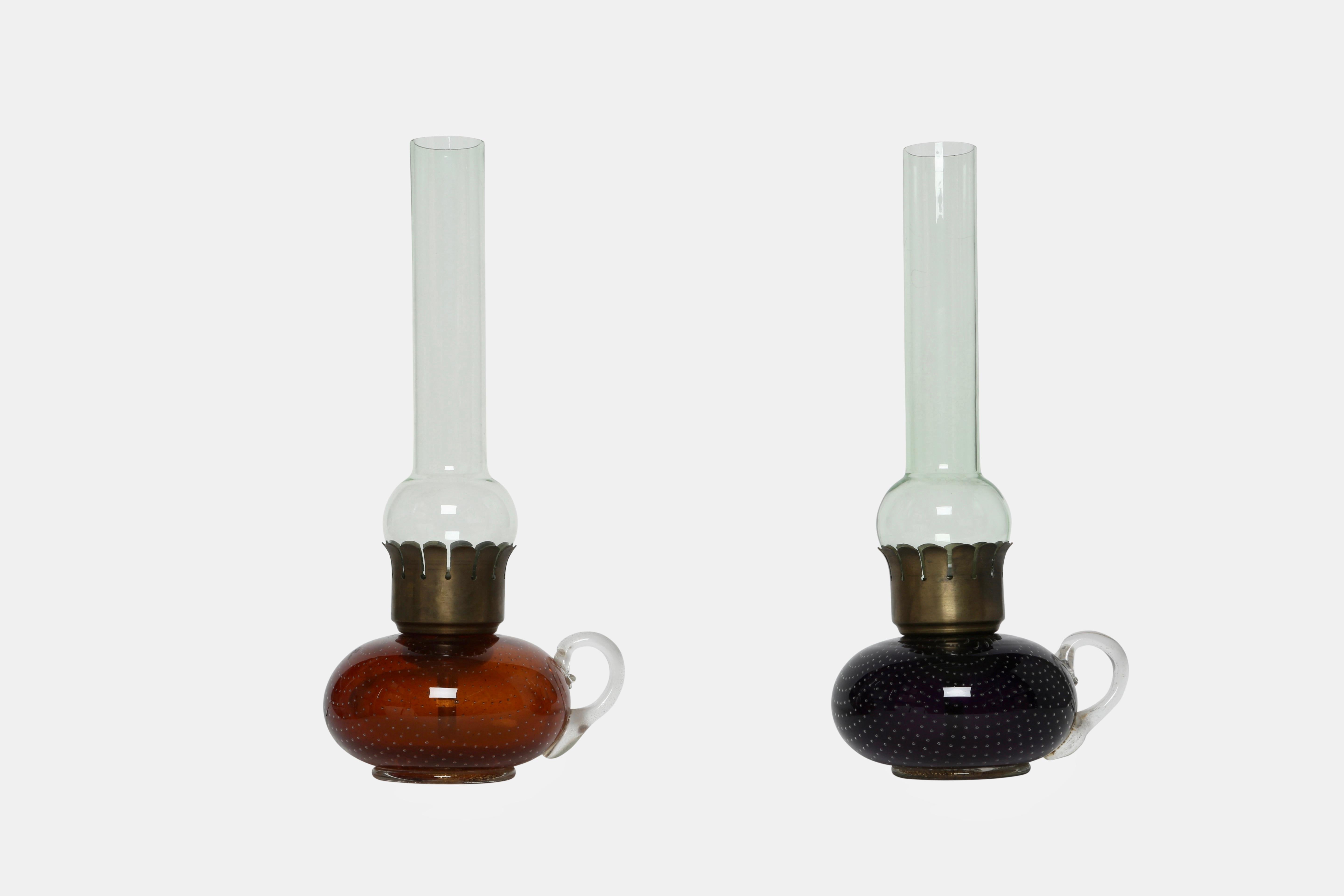 Mid-Century Modern Murano Glass Table Lamps by Archimede Seguso, a Pair For Sale