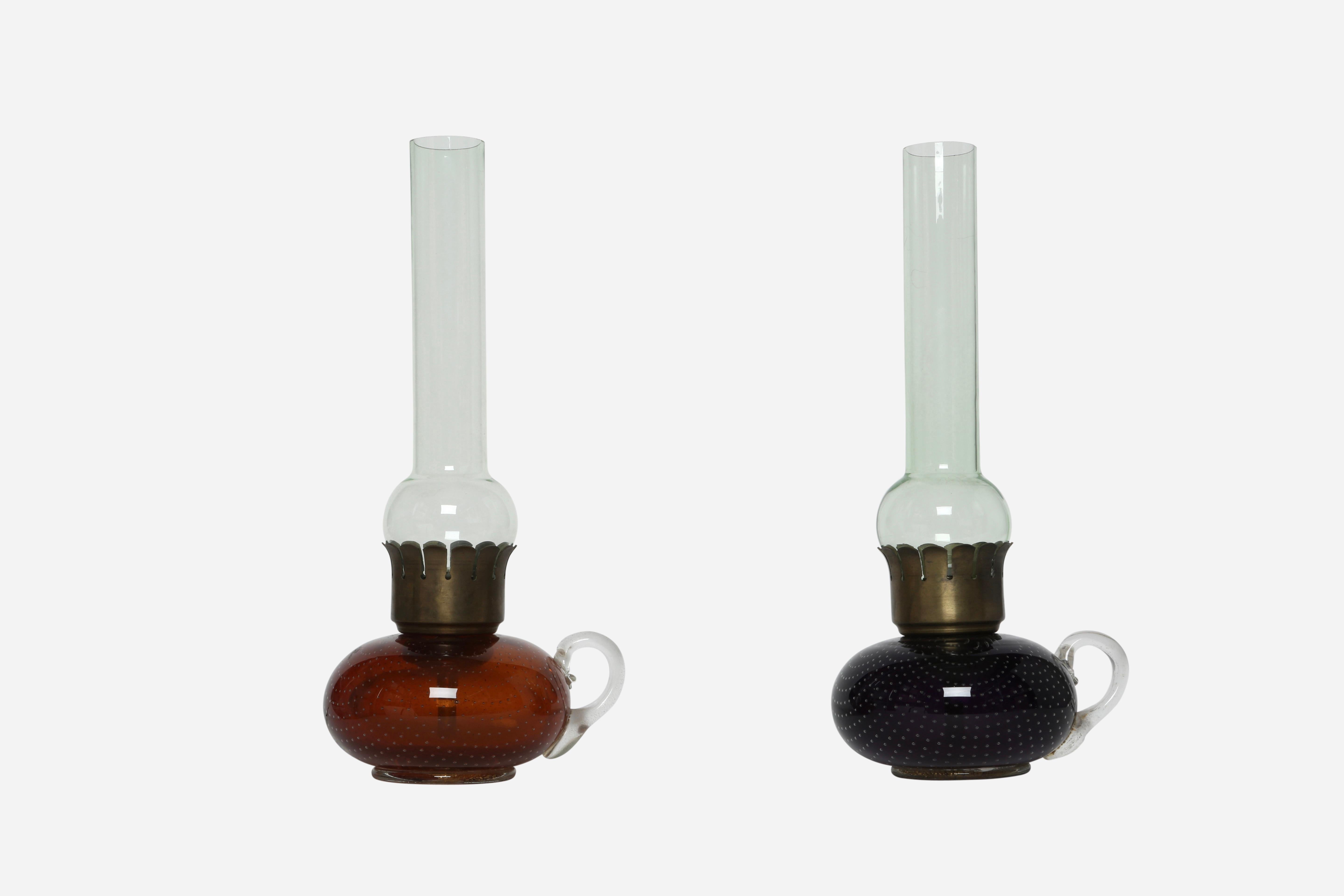 Italian Murano Glass Table Lamps by Archimede Seguso, a Pair For Sale