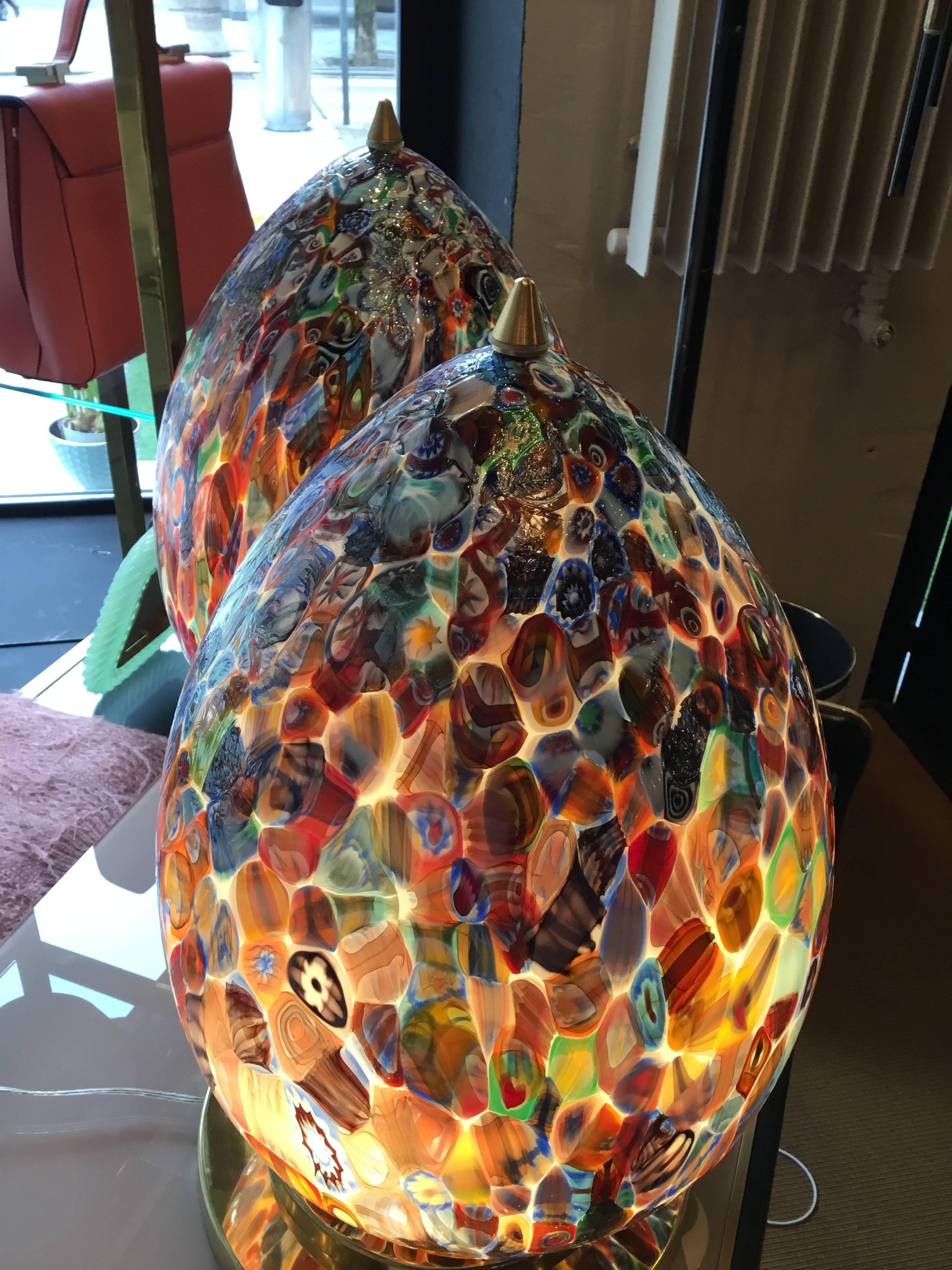 Murano Glass Table Lamps In Excellent Condition In Pambio Noranco, CH