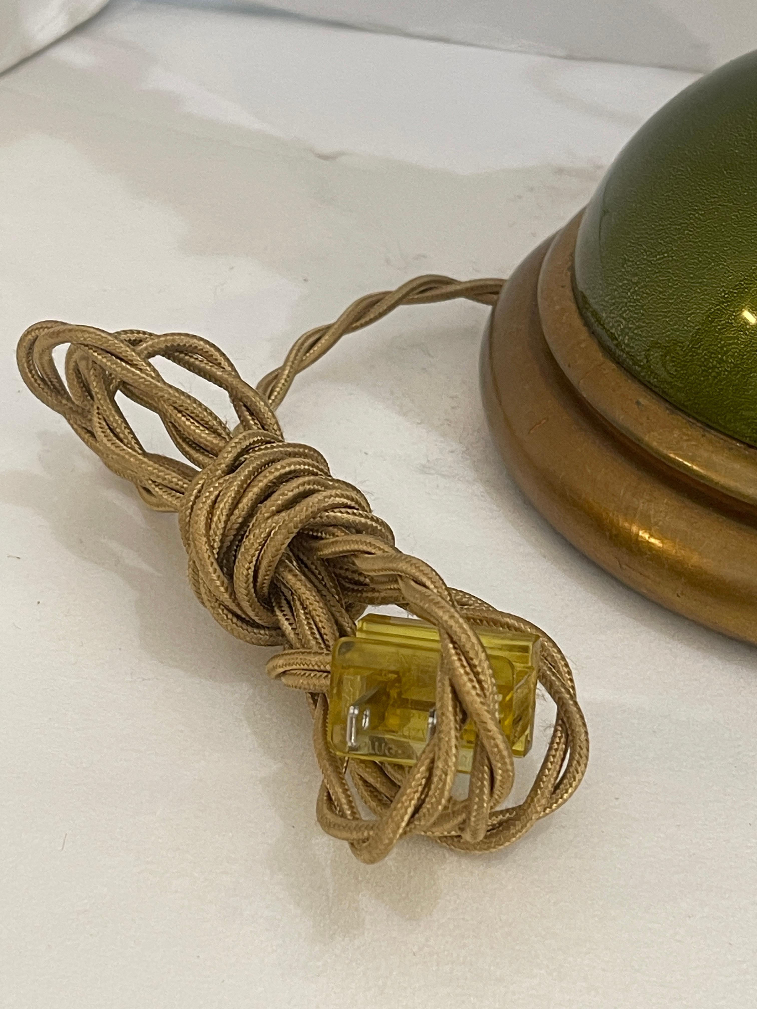 Murano Glass Table Lamps in Green & Gold Flecks on Gilt Wood Base, a Pair For Sale 6