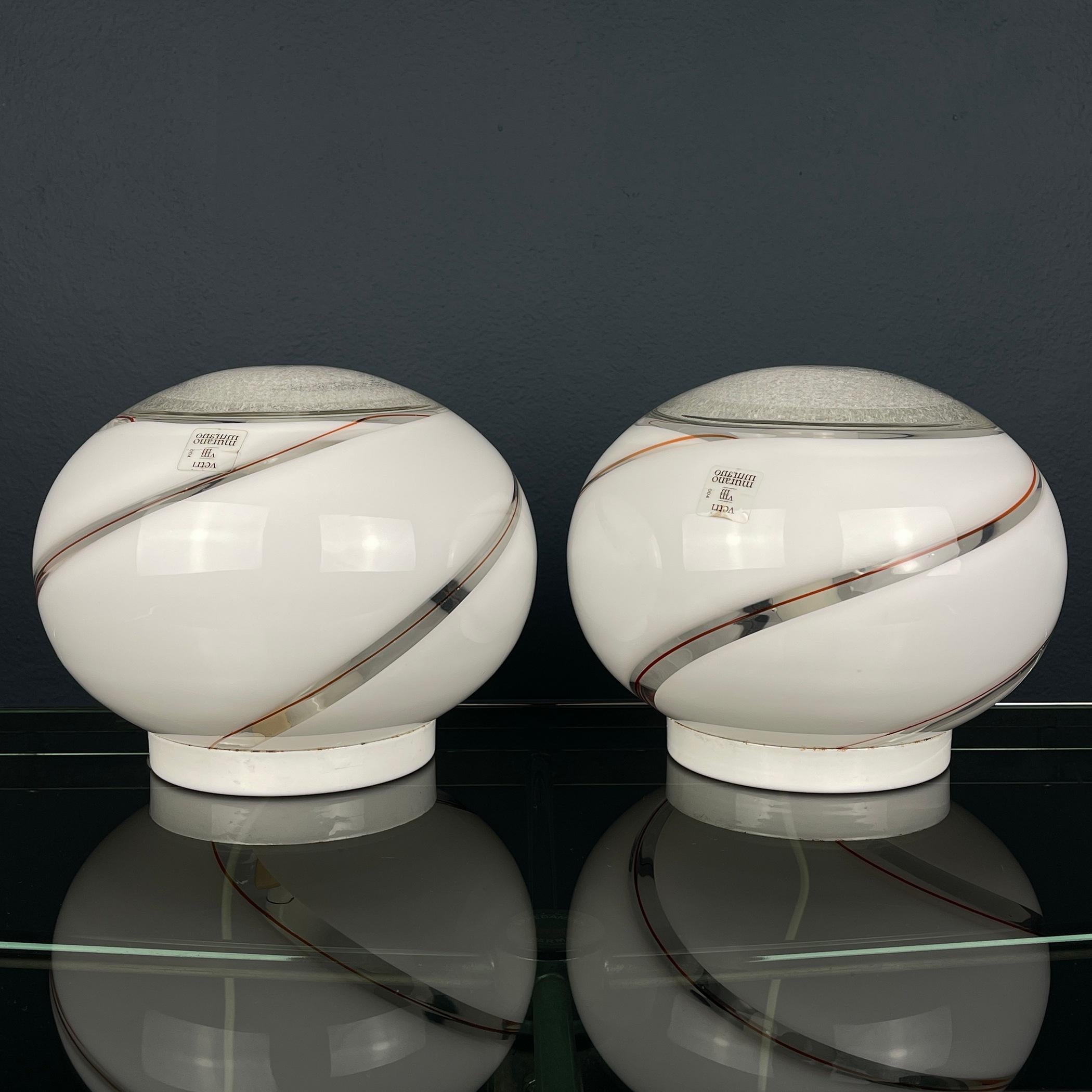 Mid-Century Modern Murano glass table lamps Vetri Murano 004 Italy 1970s Set of 2 For Sale