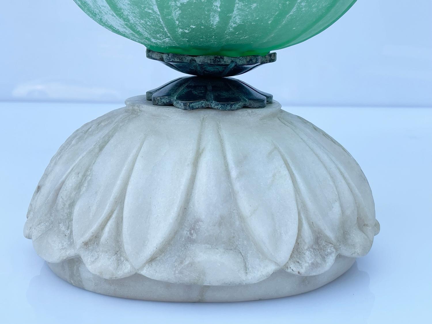 Lampes de table en verre de Murano avec base en albâtre sculptée à la main en vente 8