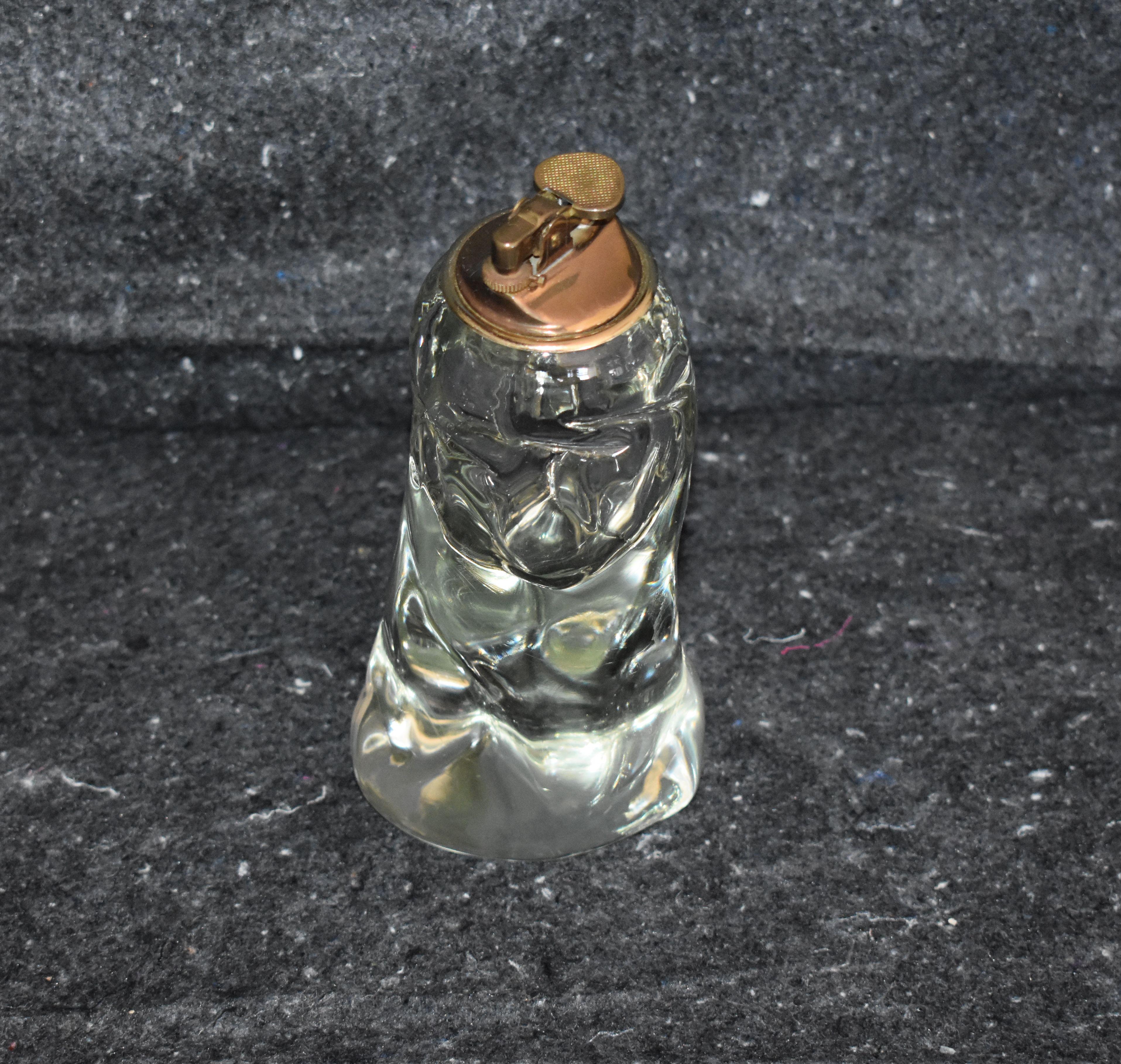 Italienisches Feuerzeug aus klarem Murano-Glas aus den 1970er Jahren.