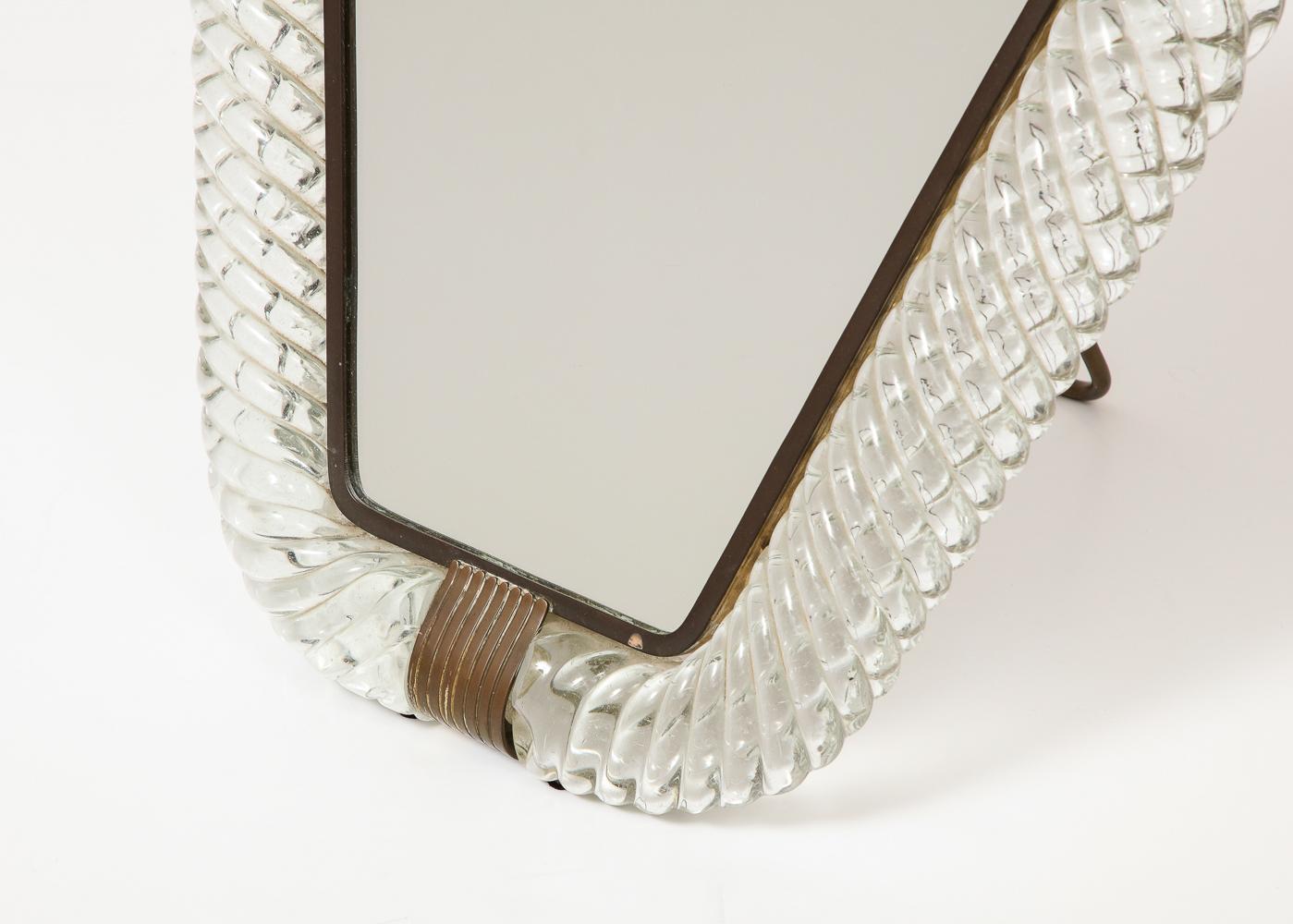 Hand-Crafted Murano Glass Table Mirror by Barovier & Toso For Sale