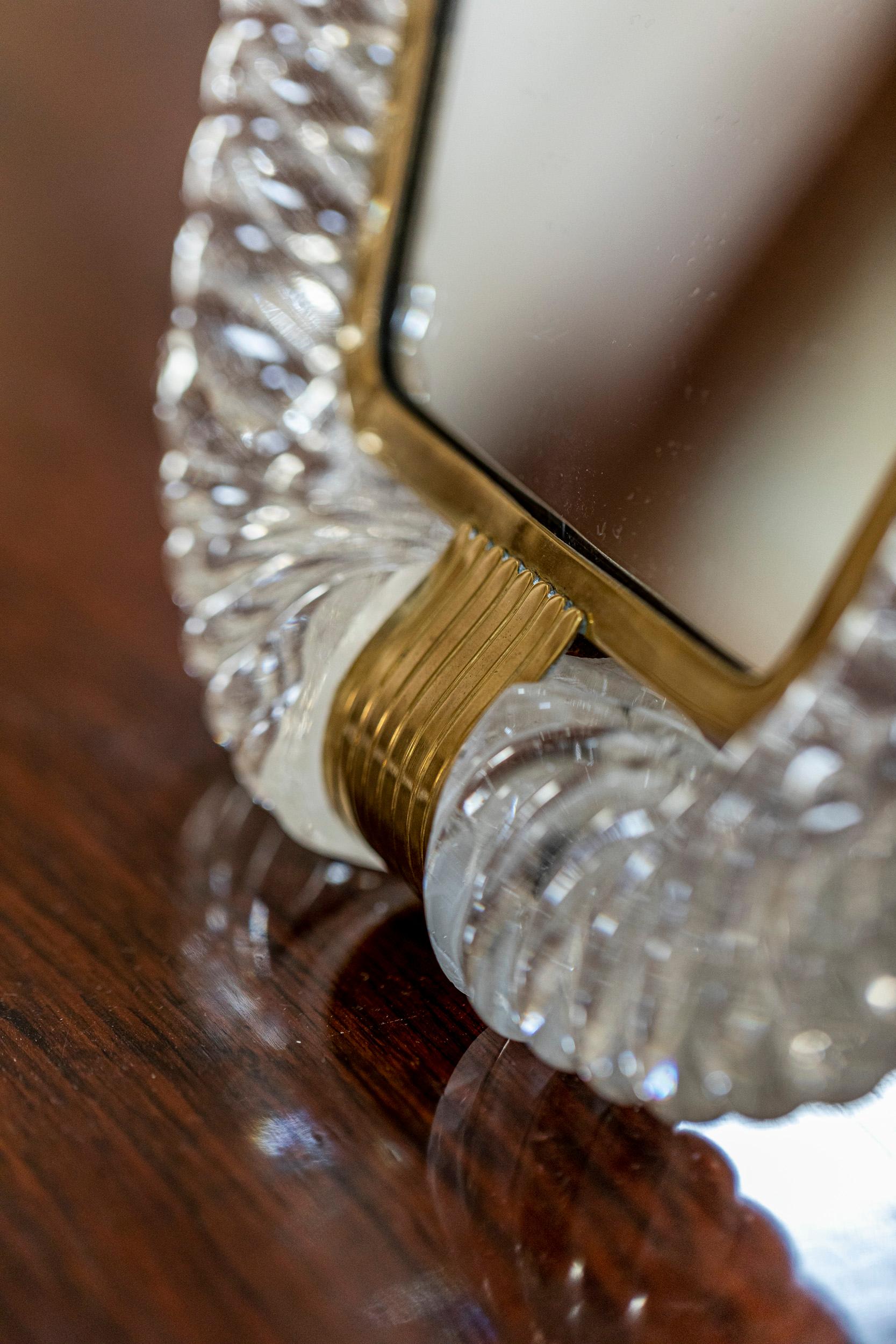Miroir de table en verre de Murano par Barovier & Toso, signé en vente 3