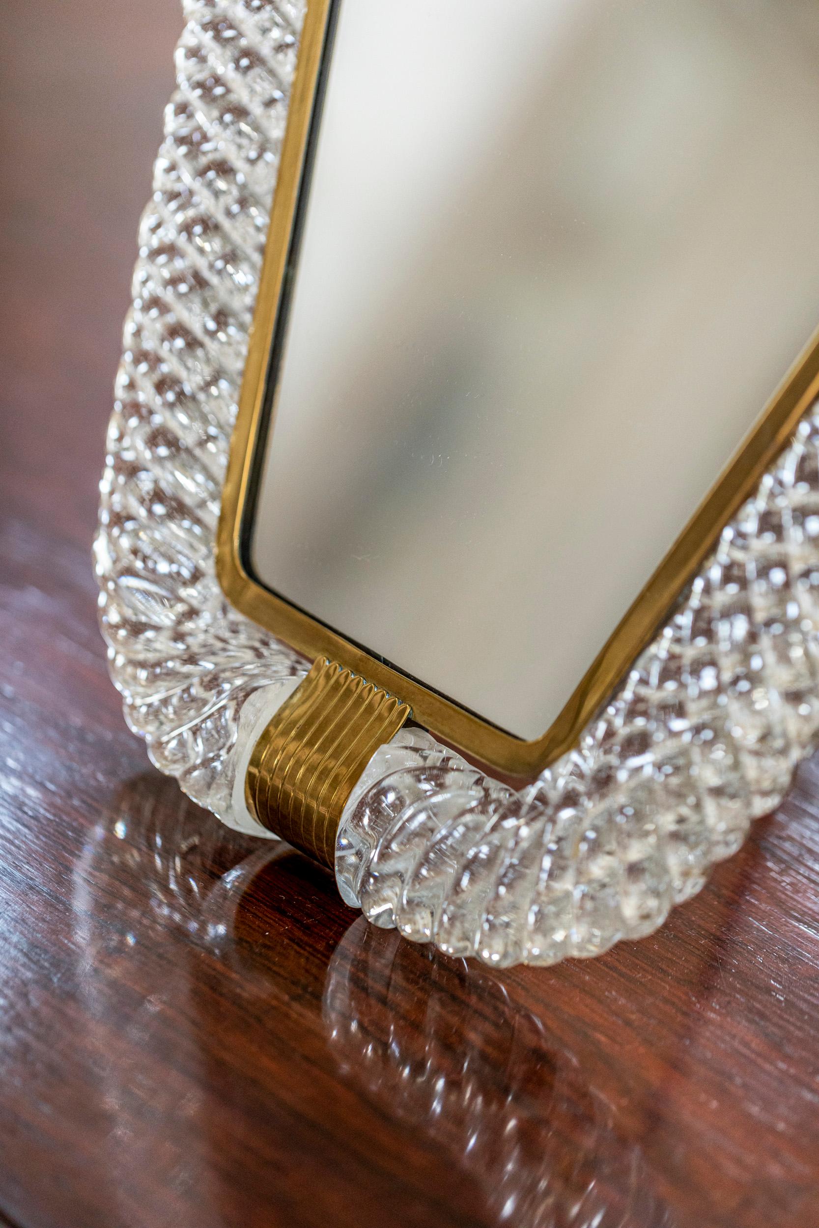 Mid-20th Century Murano Glass Table Mirror by Barovier & Toso, Signed For Sale