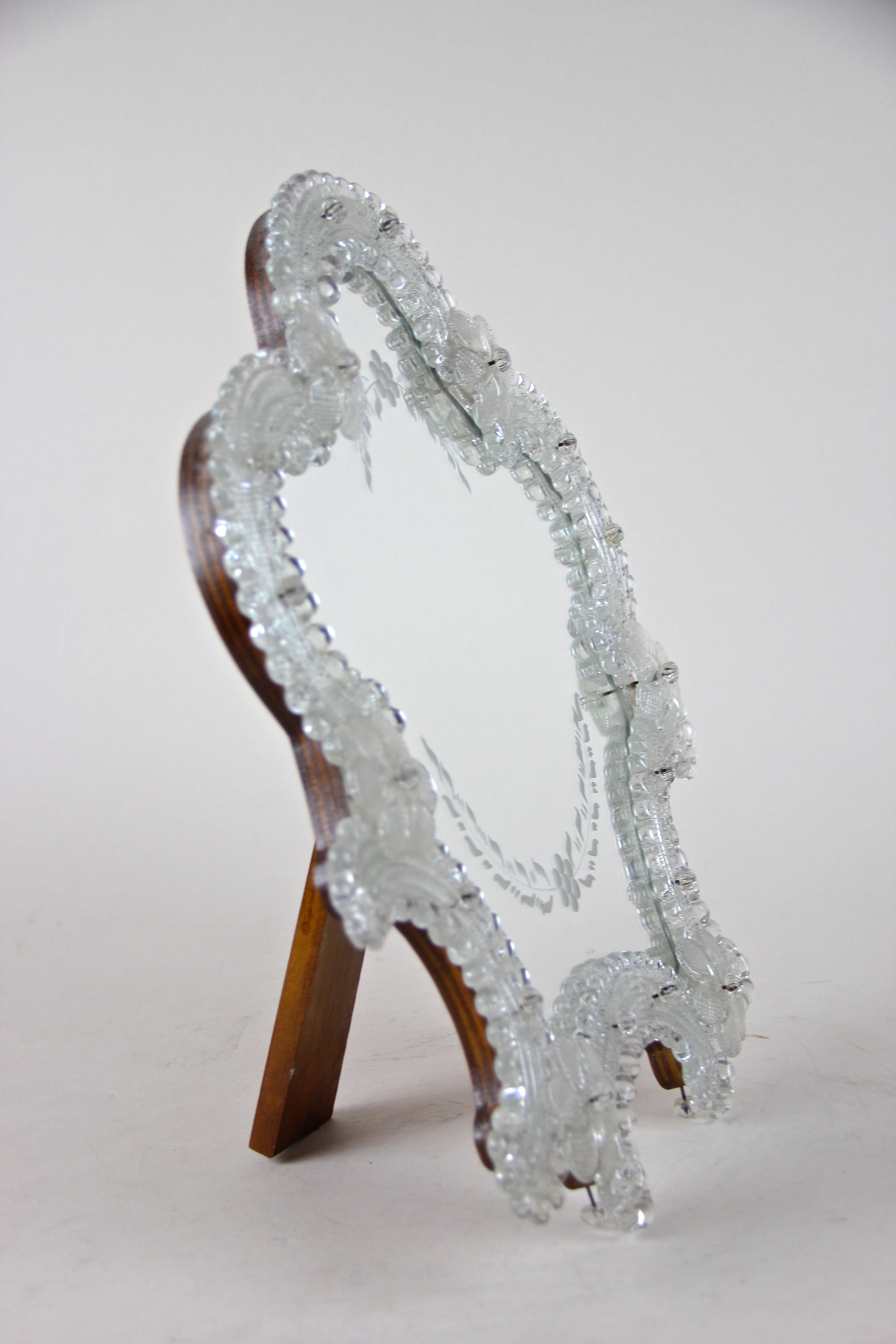 Mid-Century Modern Murano Glass Table Mirror, Italy, circa 1950-1960