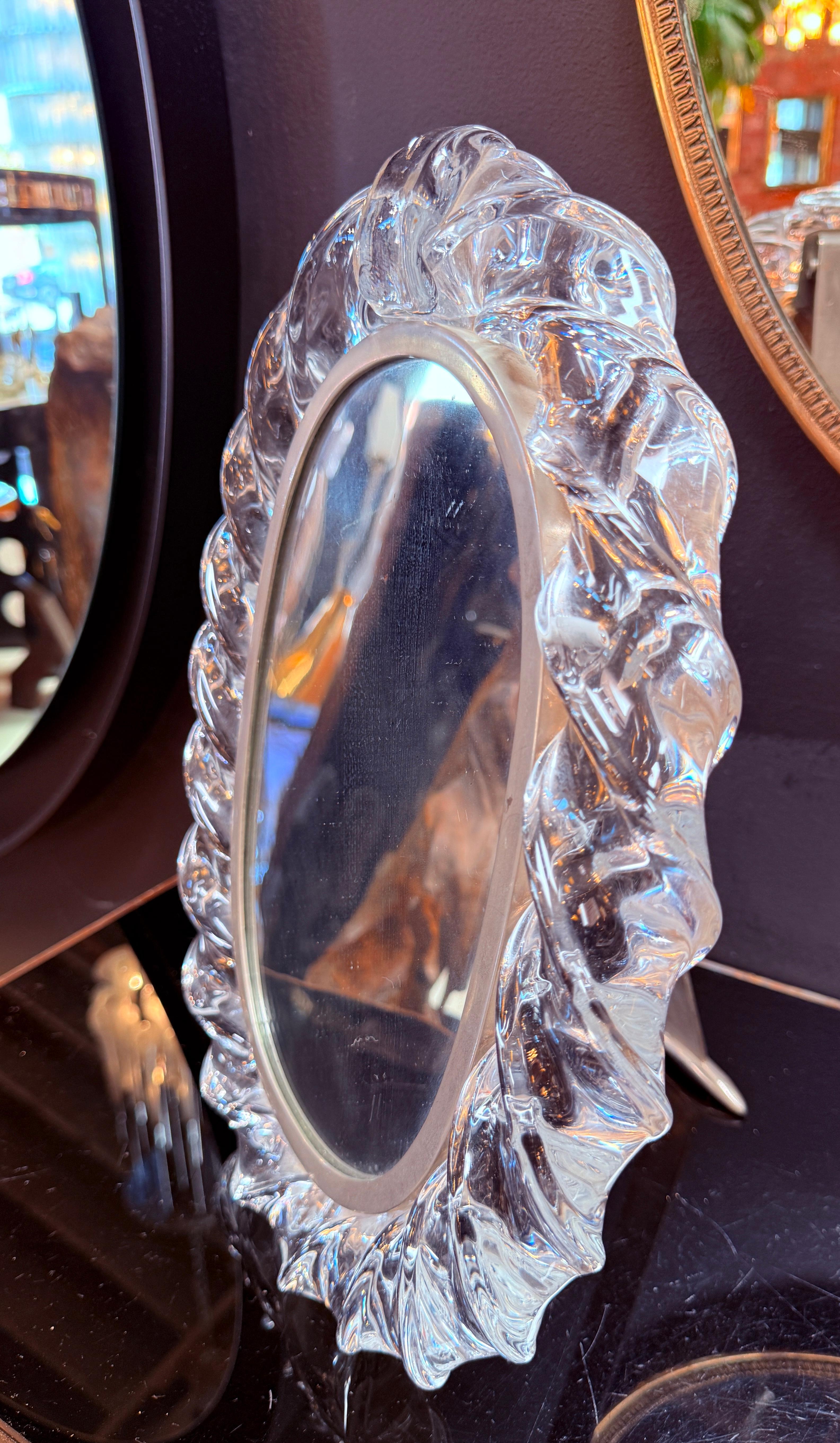 Modern Murano Glass Table Mirror with Handcrafted Crystal Frame For Sale
